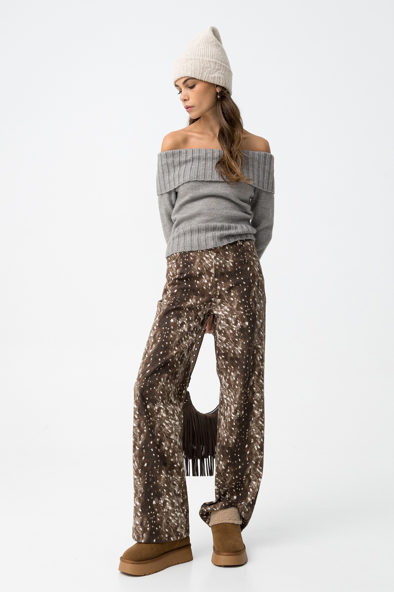 Camisola Cropped com Ombros Descobertos