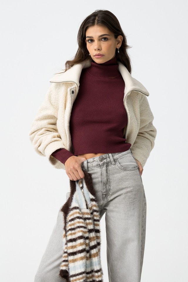 Casaco Relaxed Felpudo Cru