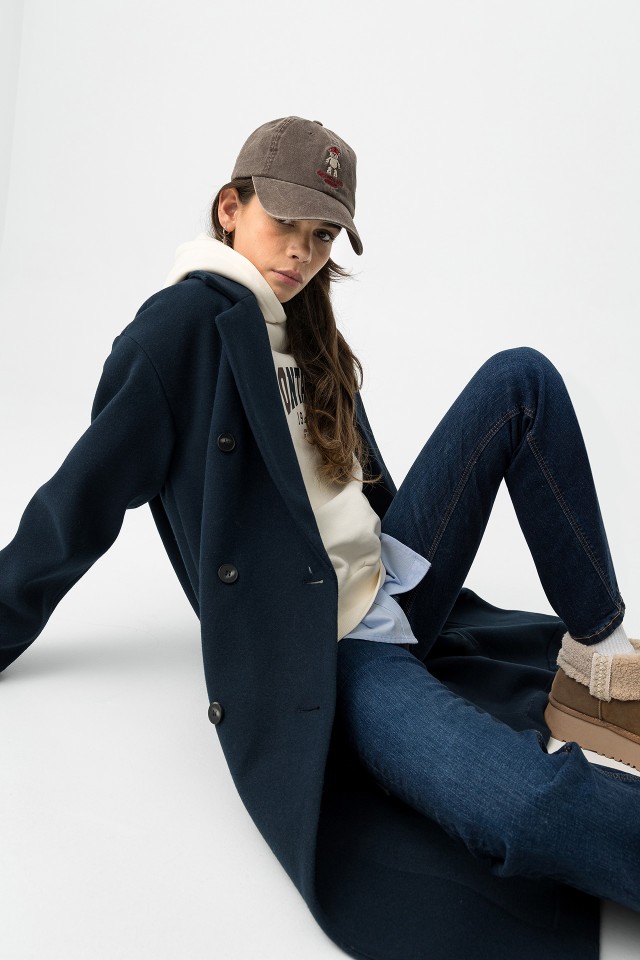 Casaco Comprido Azul-Marinho