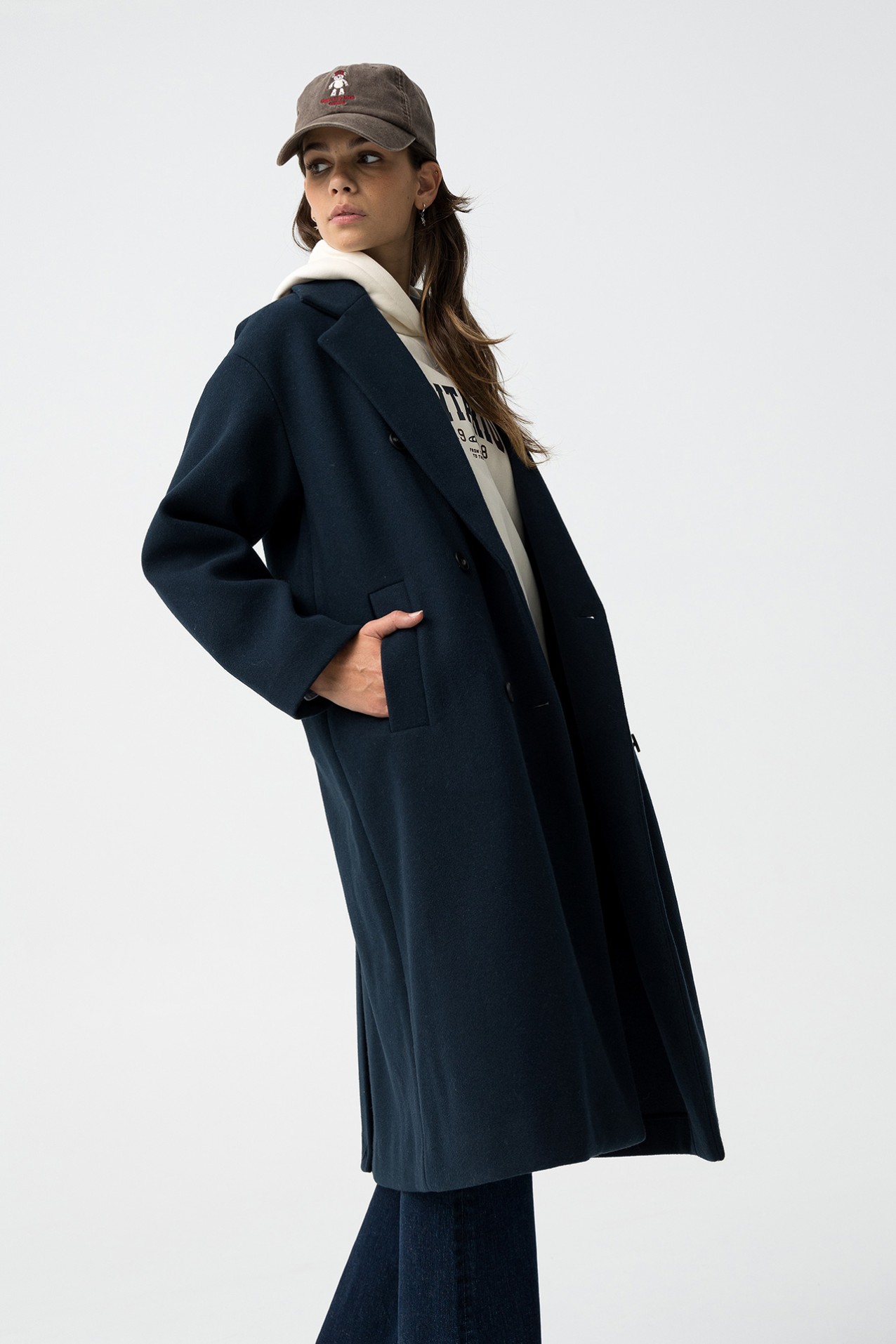 Abrigo azul marino largo