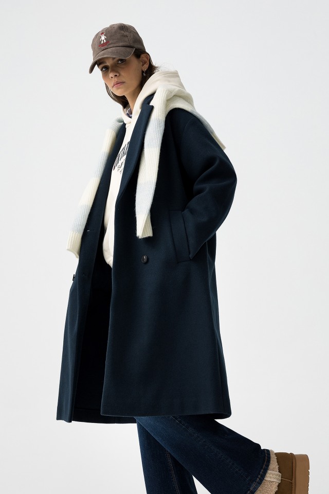 Casaco Comprido Azul-Marinho