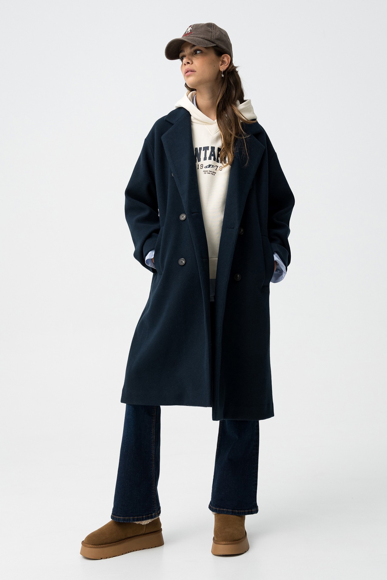 Abrigo azul marino largo