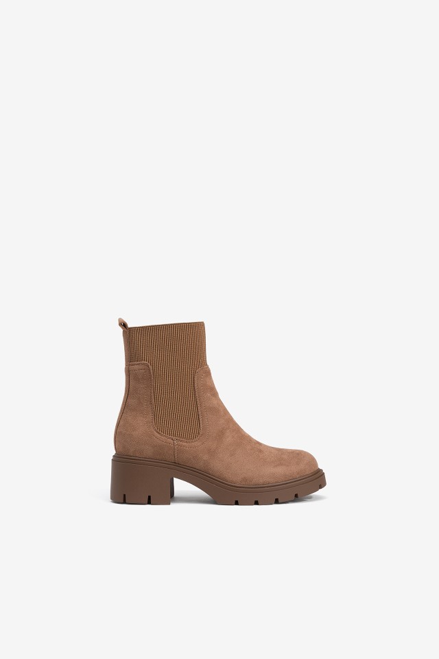 Suede Effect Ankle Boots