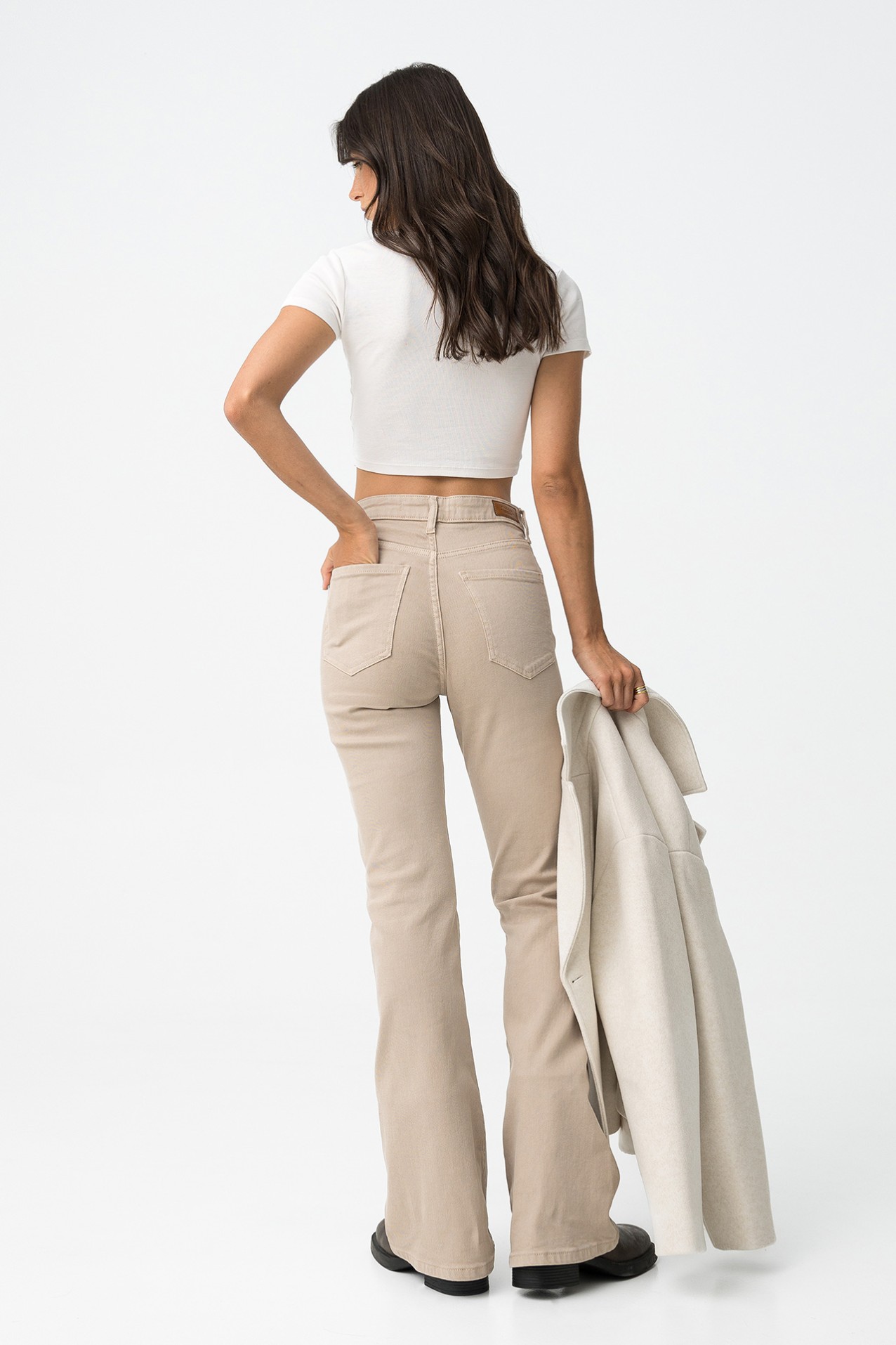 Beige Flare Jeans
