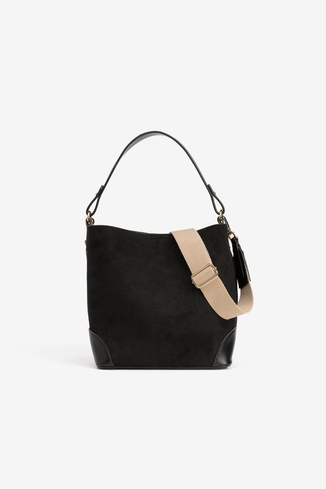 Black Bag with Beige Strap