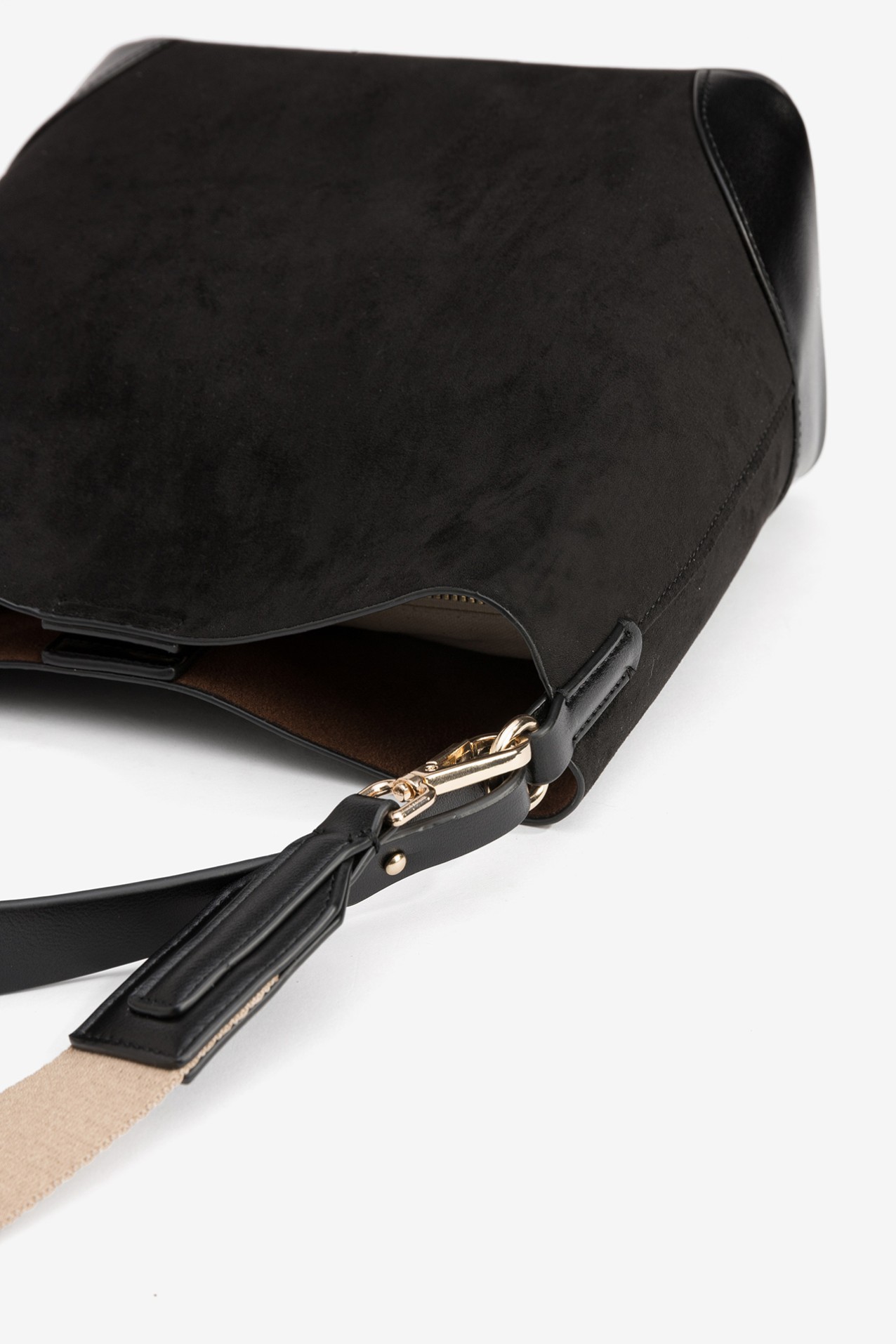 Black Bag with Beige Strap