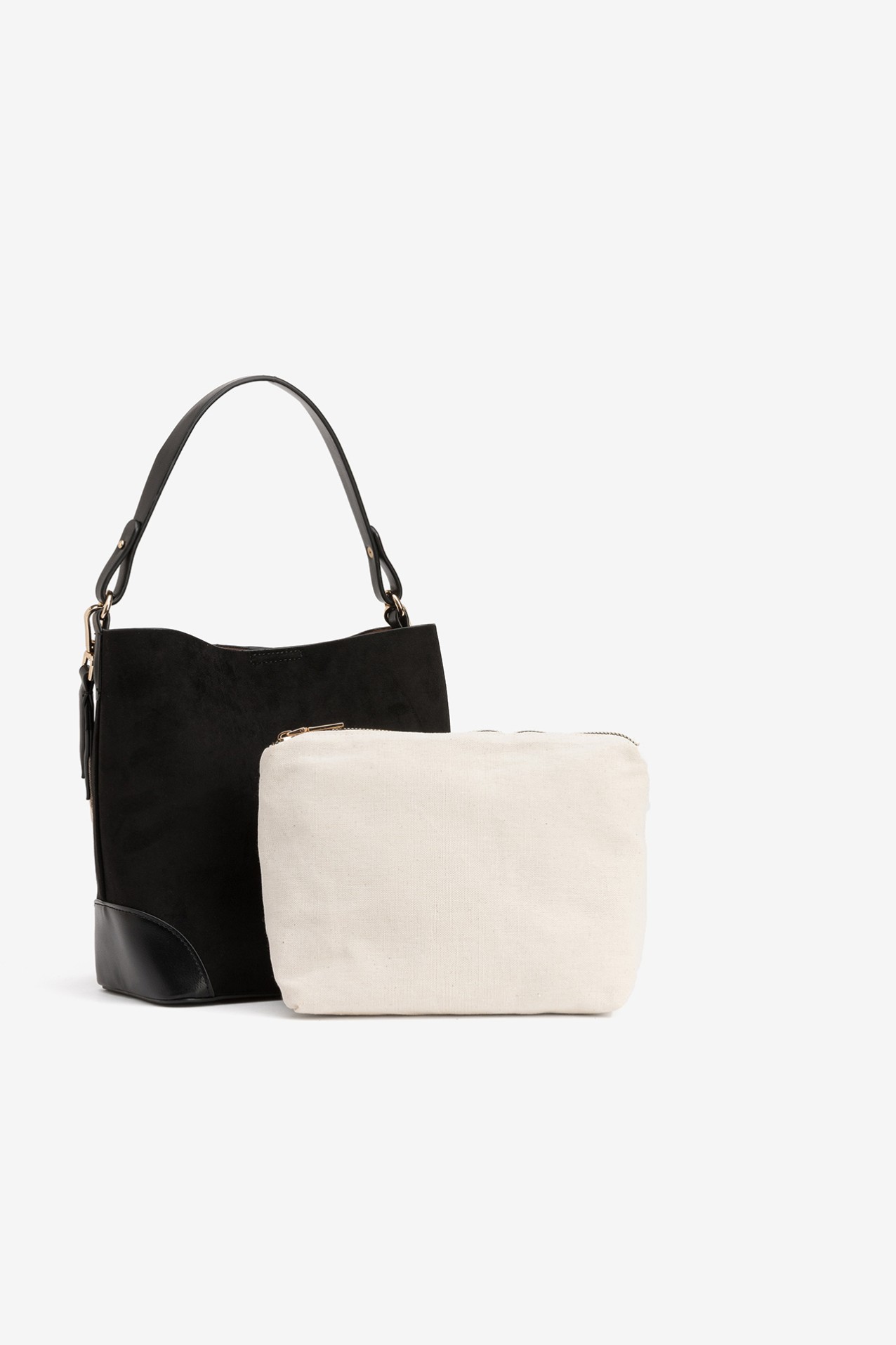 Black Bag with Beige Strap