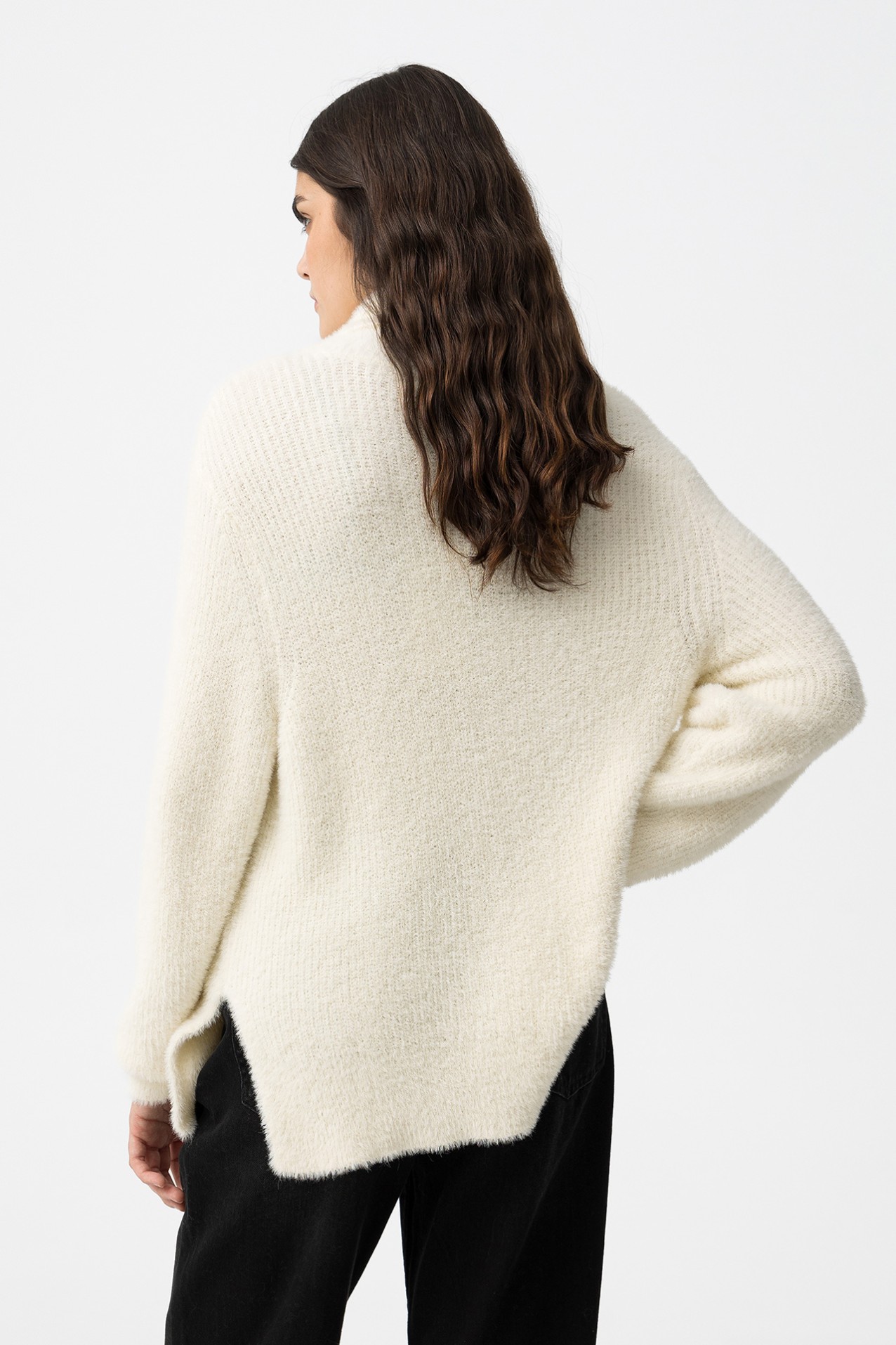Fuzzy Sweater with High Neck