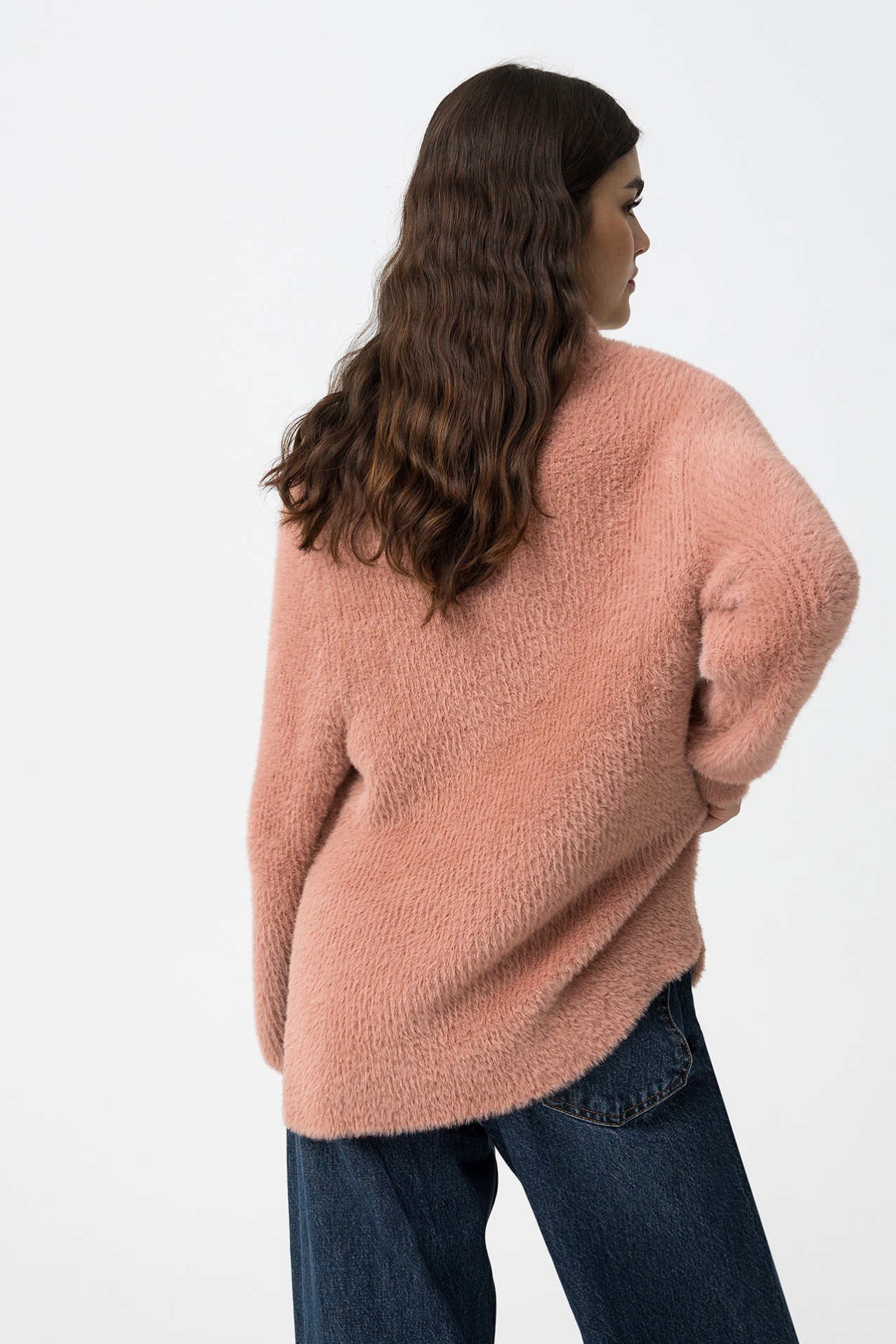 Fuzzy Sweater with High Neck