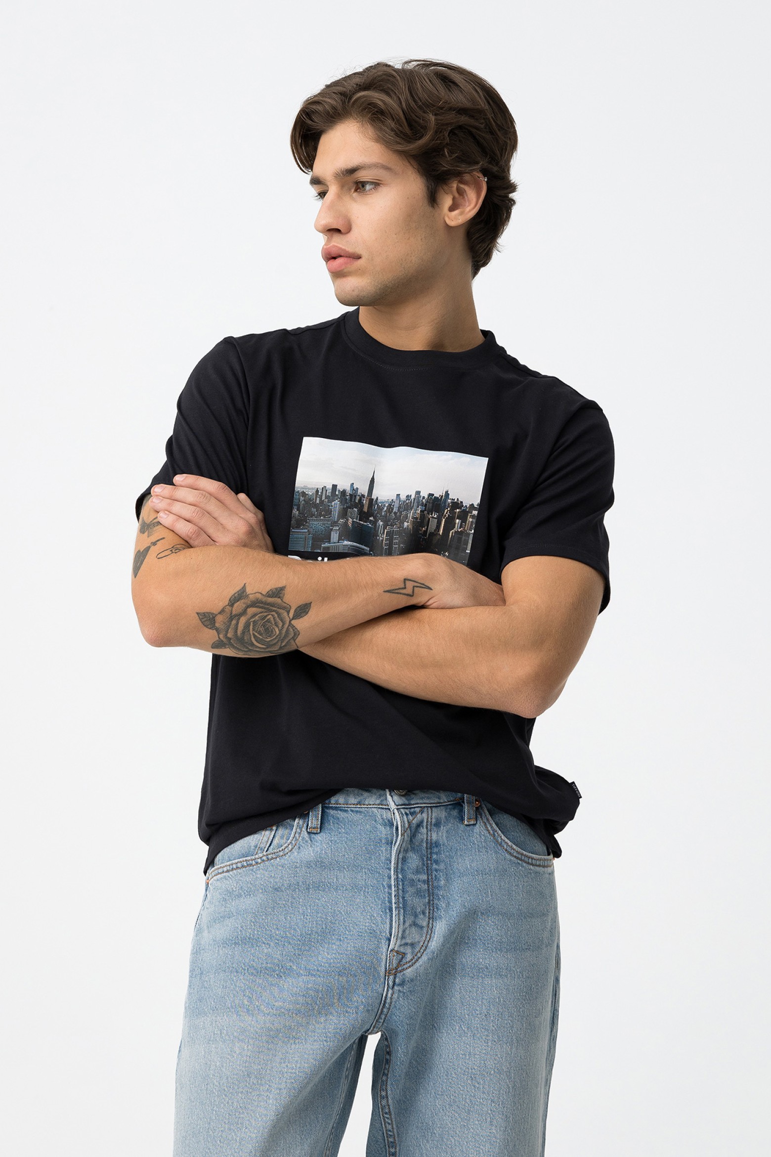 T-shirt com Fotografia Estampada