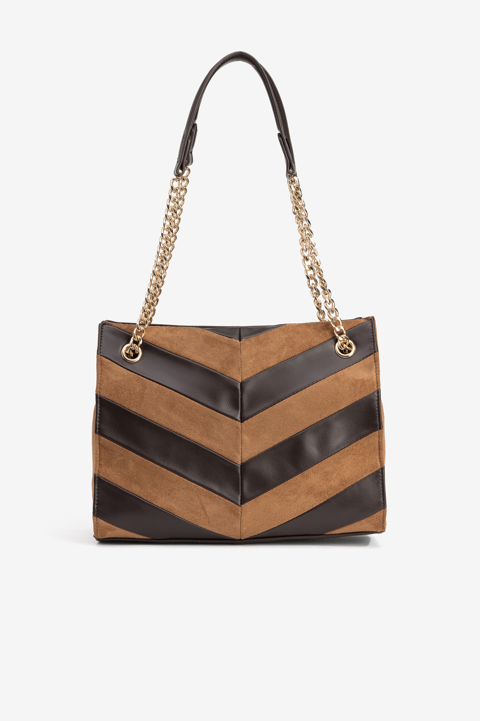 Brown Chevron Shopper Bag