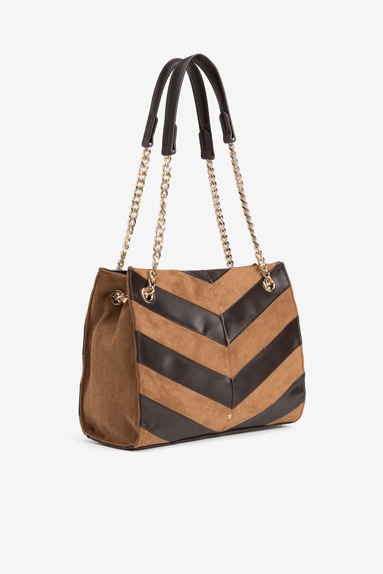 Brown Chevron Shopper Bag