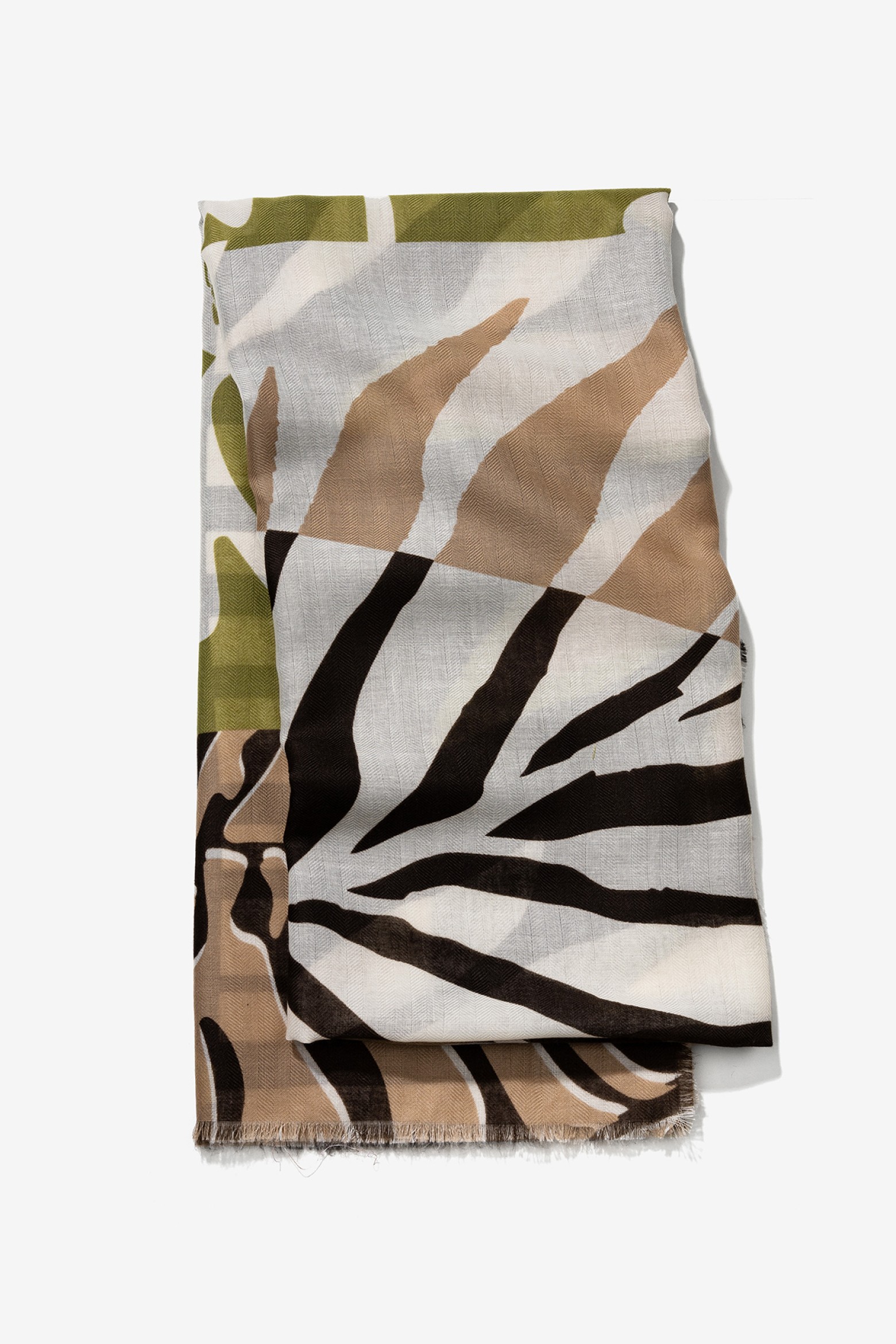 Beige Abstract Pattern Scarf - 10066697_180 - Tiffosi