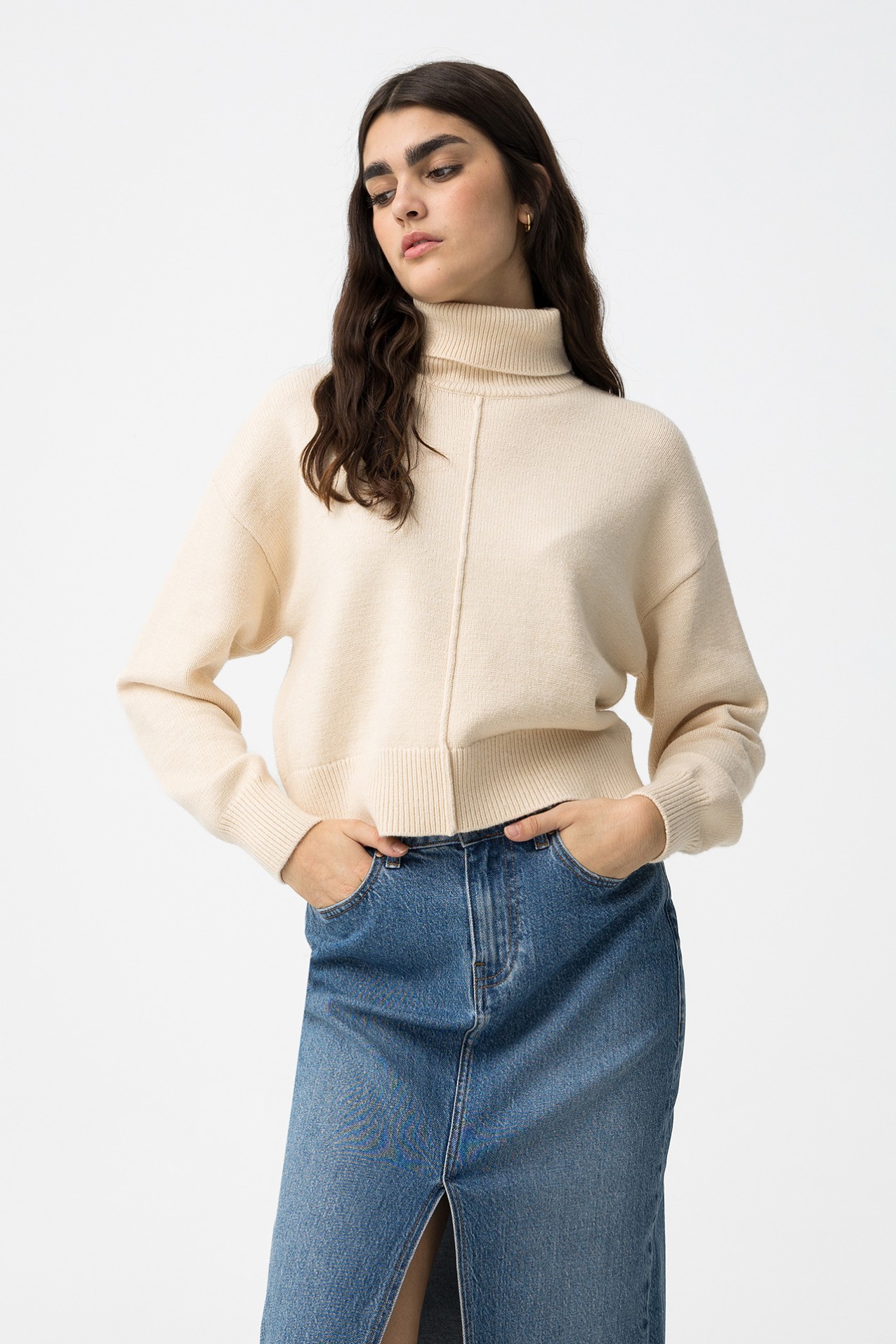 Relaxed Sweater with Front Seam