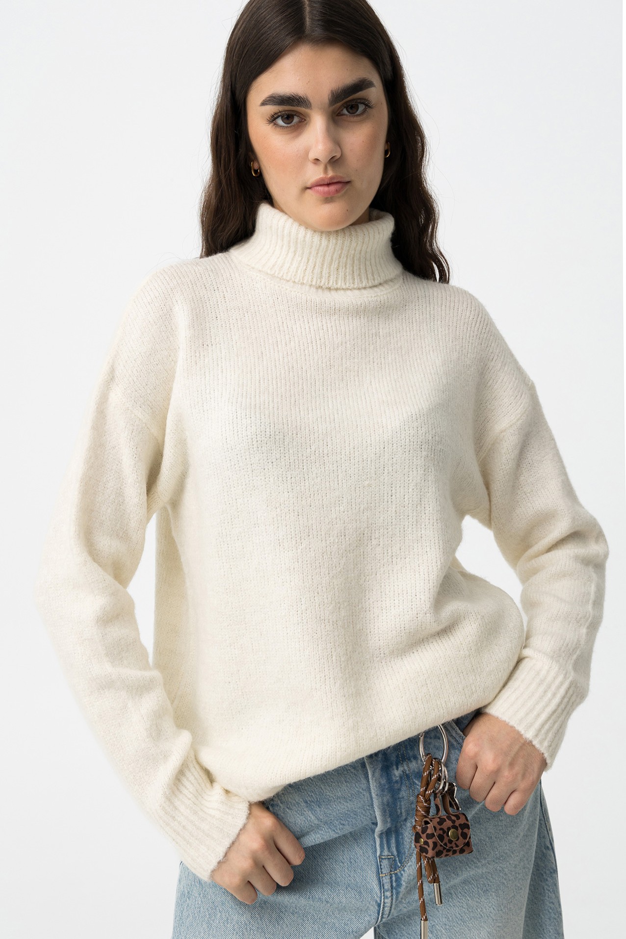 Relaxed Sweater with Metallic Thread