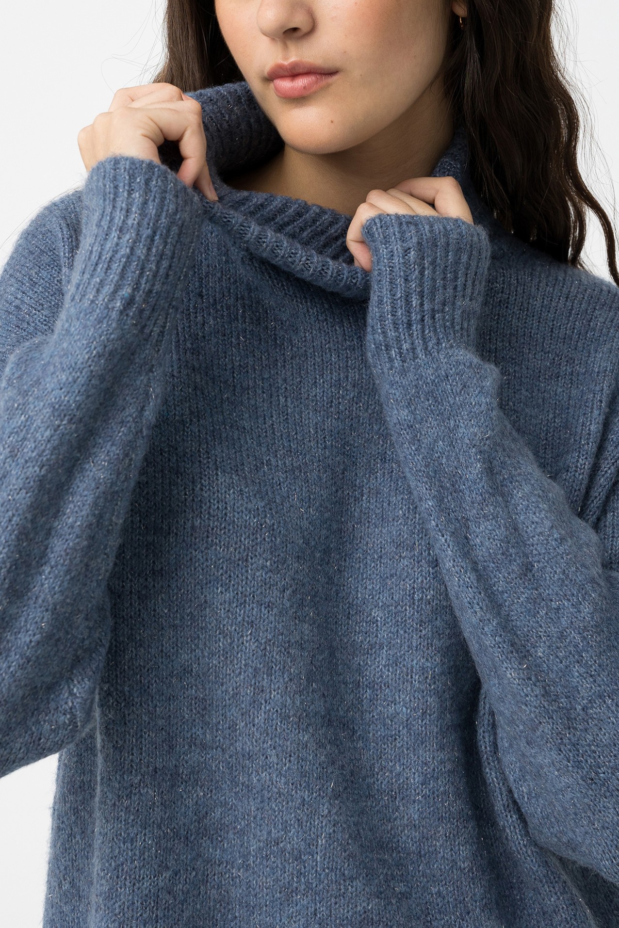 Relaxed Sweater with Metallic Thread