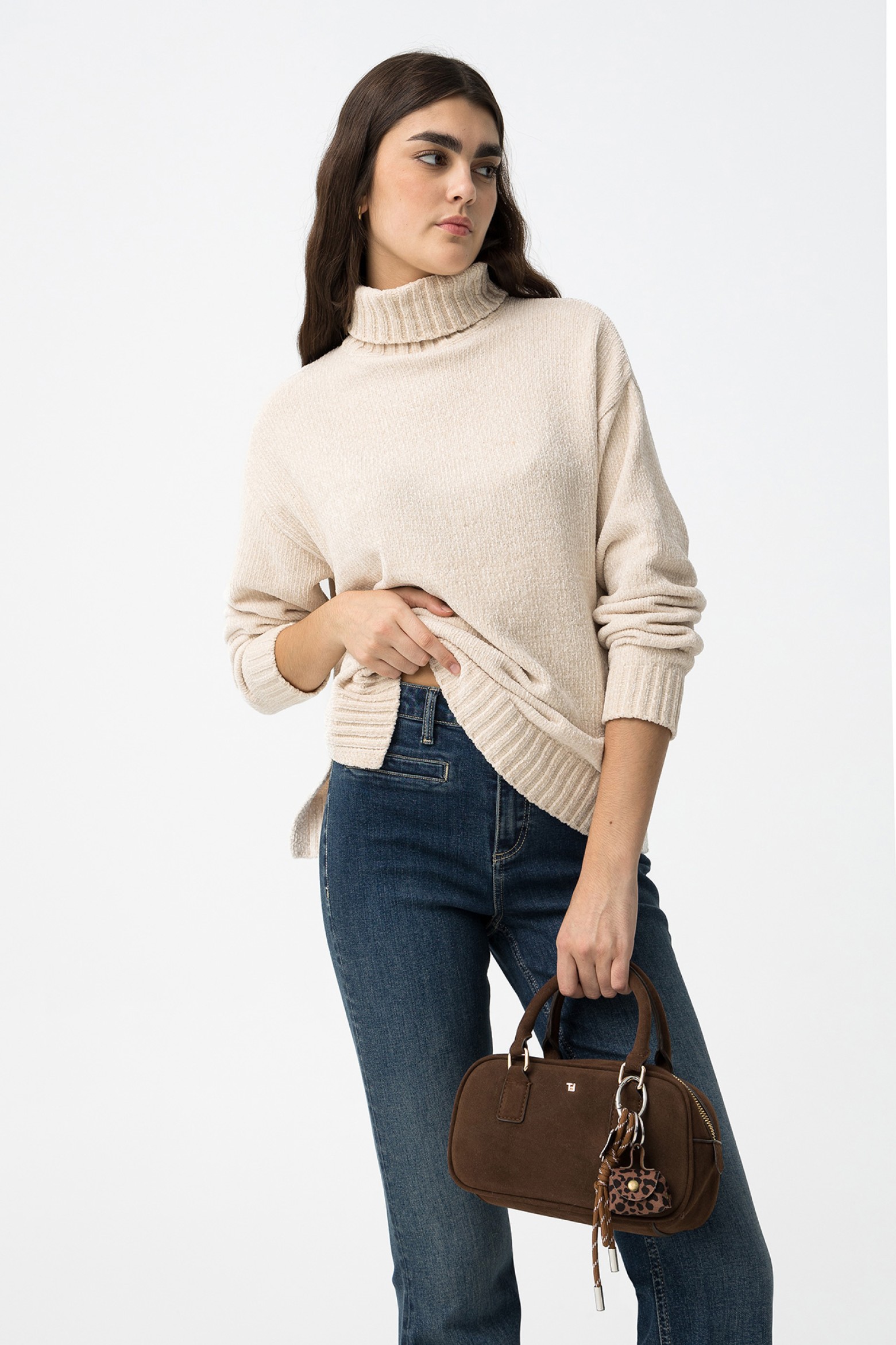 Camisola Tricotada Bege-claro