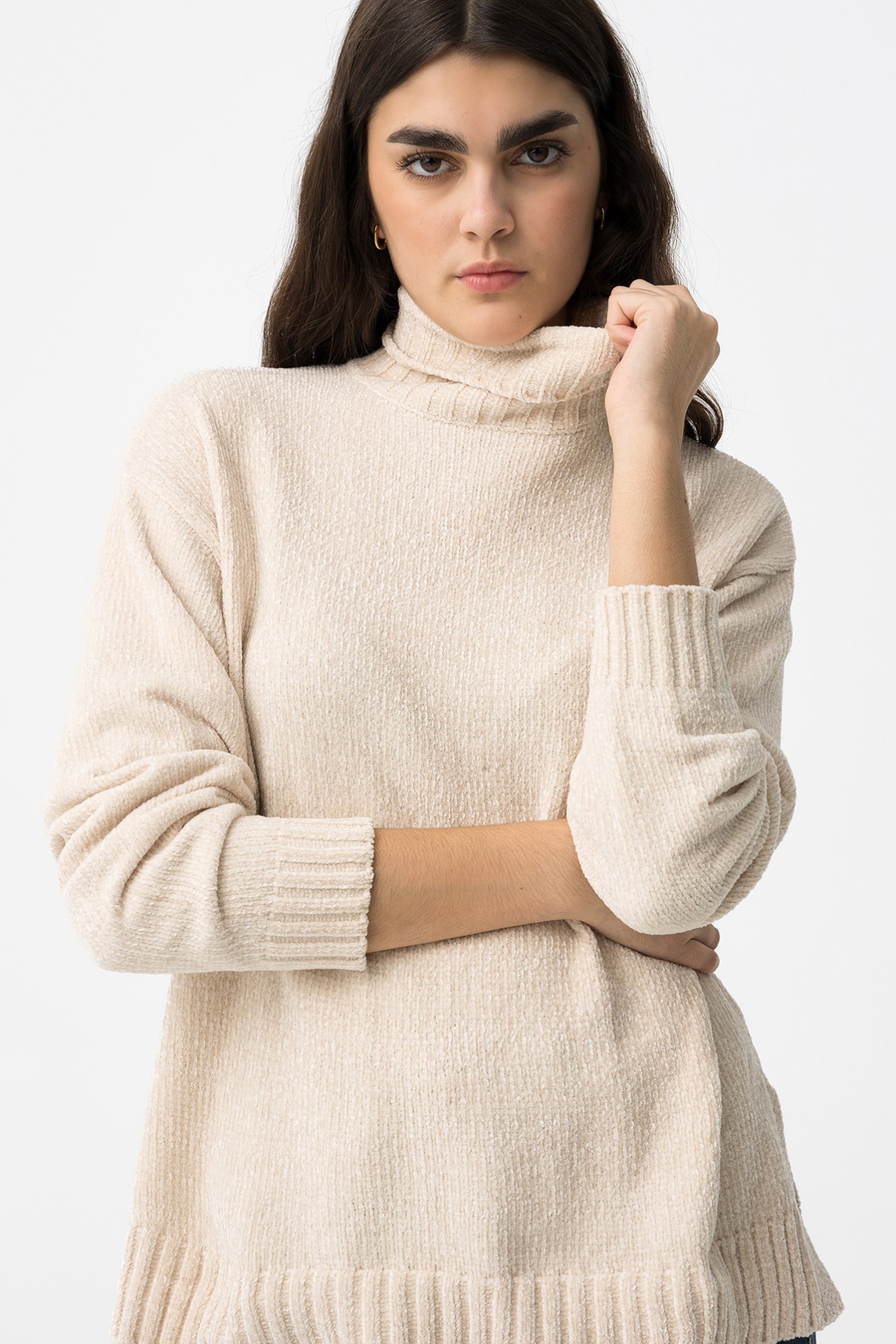 Camisola Tricotada Bege-claro