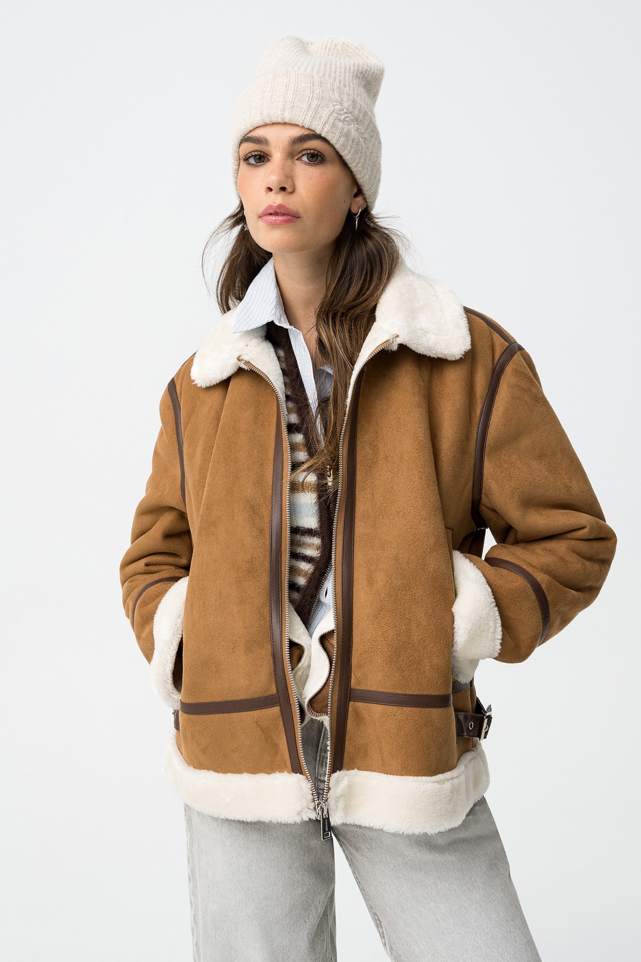 Abrigo Relaxed con Efecto Ante