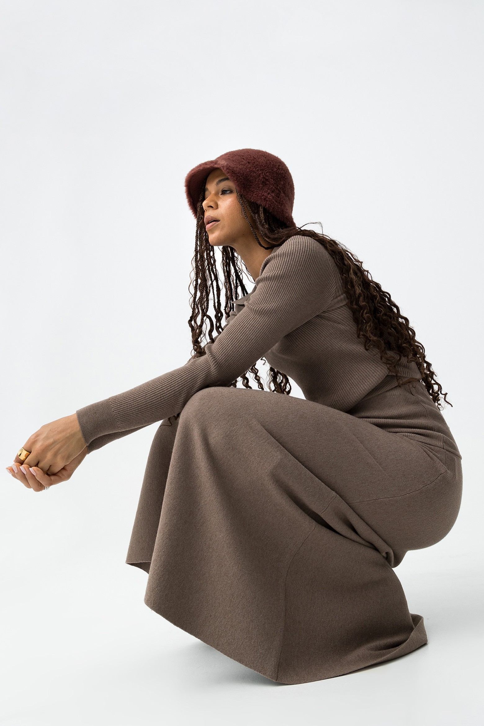 Ribbed Knit Polo Sweater