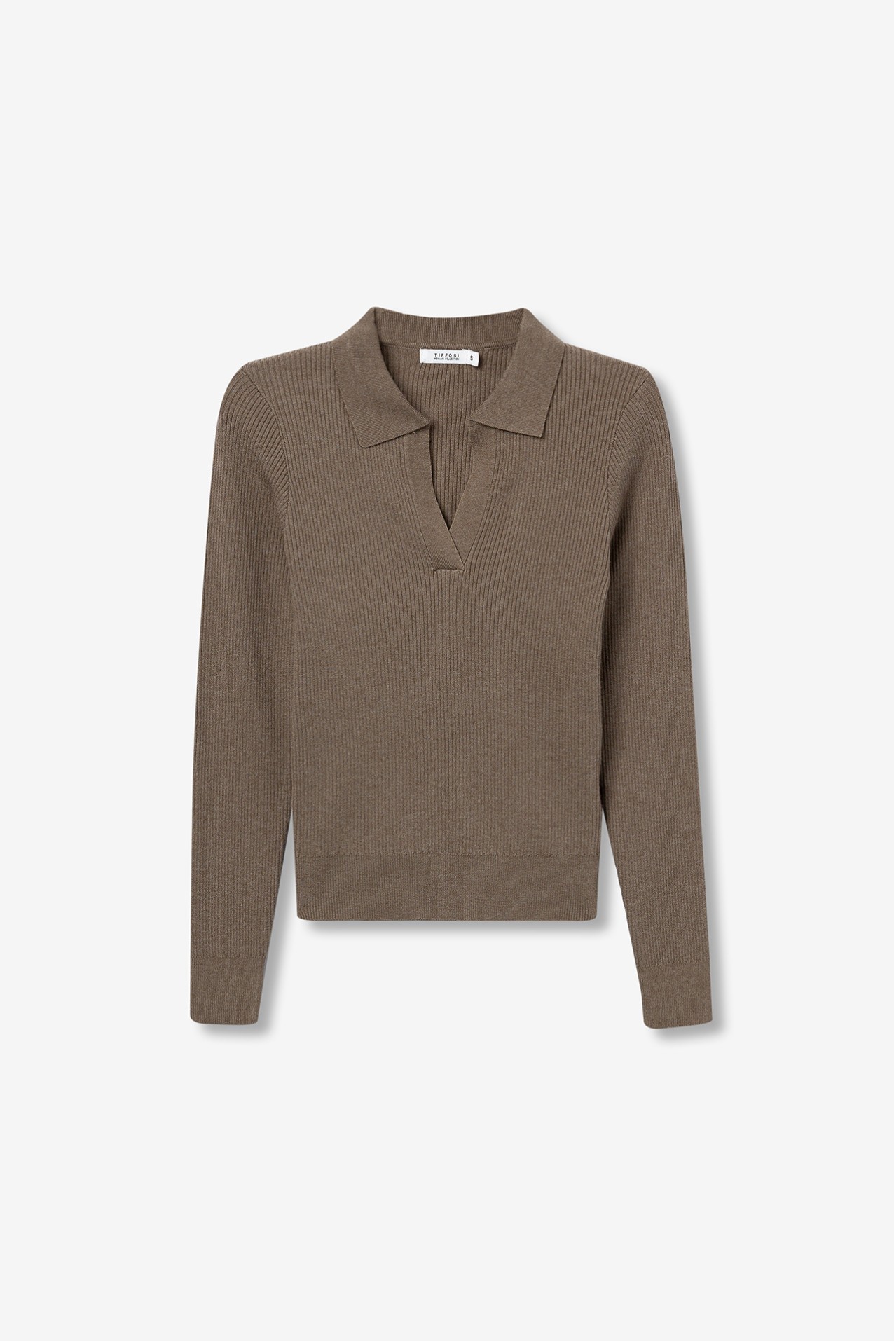 Ribbed Knit Polo Sweater