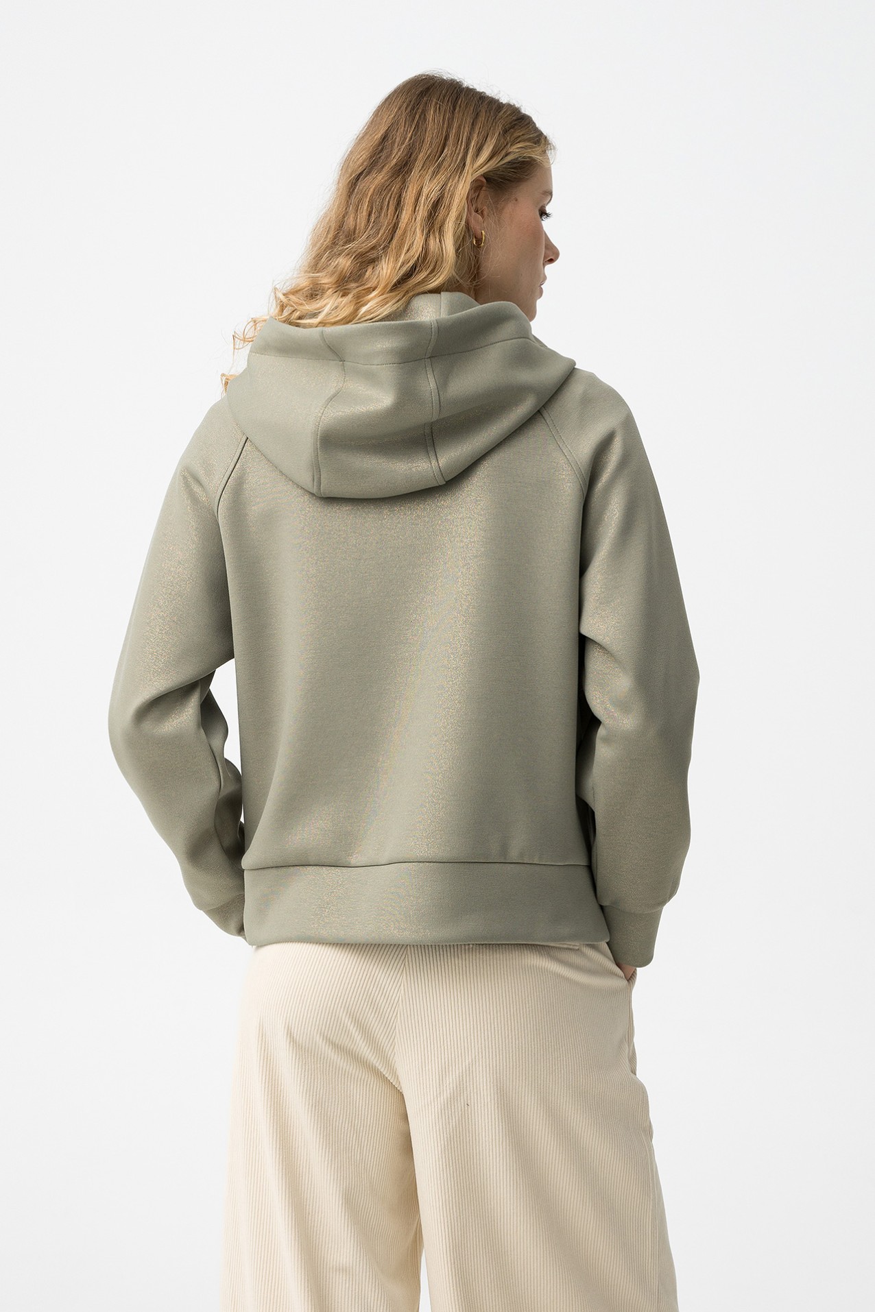 Metallic Hoodie with Buttons