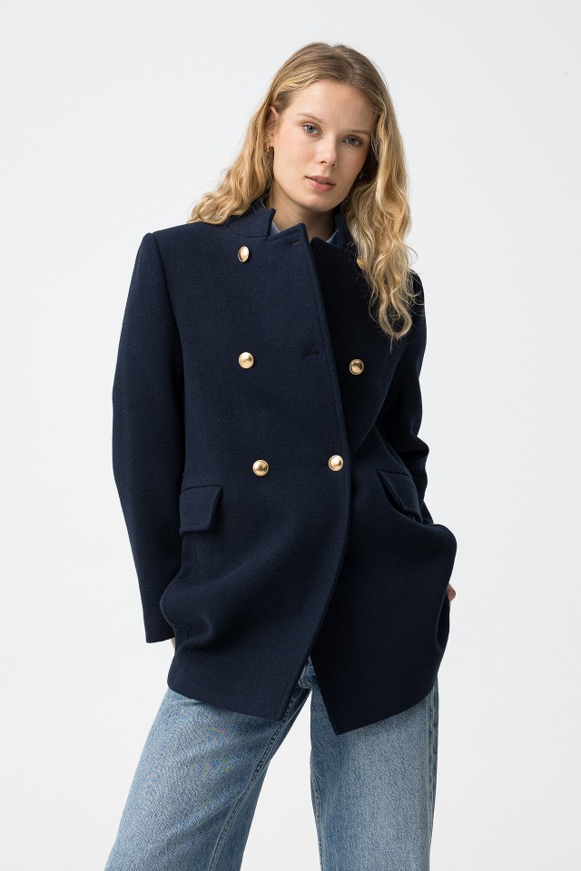 Slim Fit Coat with Wool