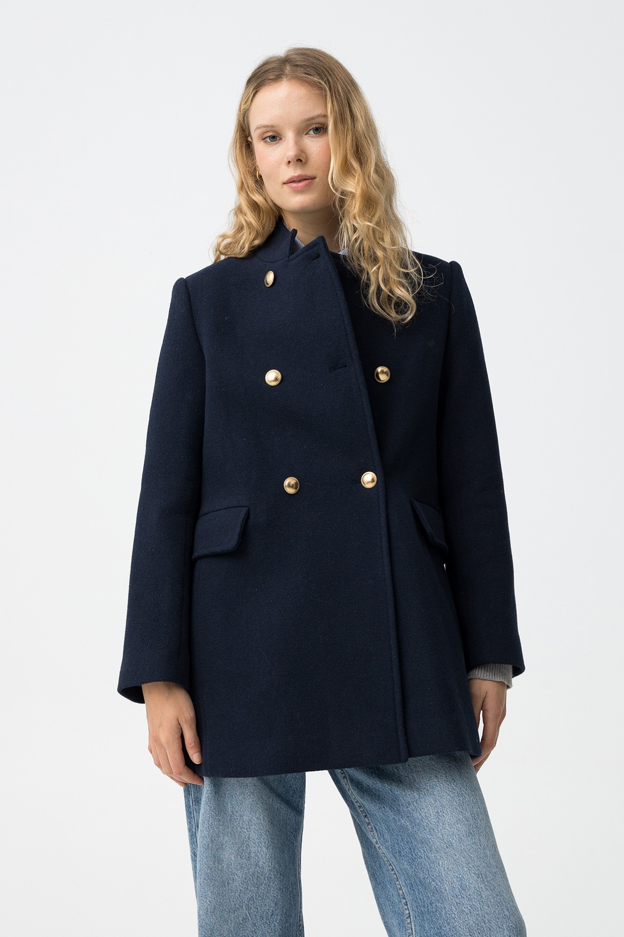 Slim Fit Coat with Wool