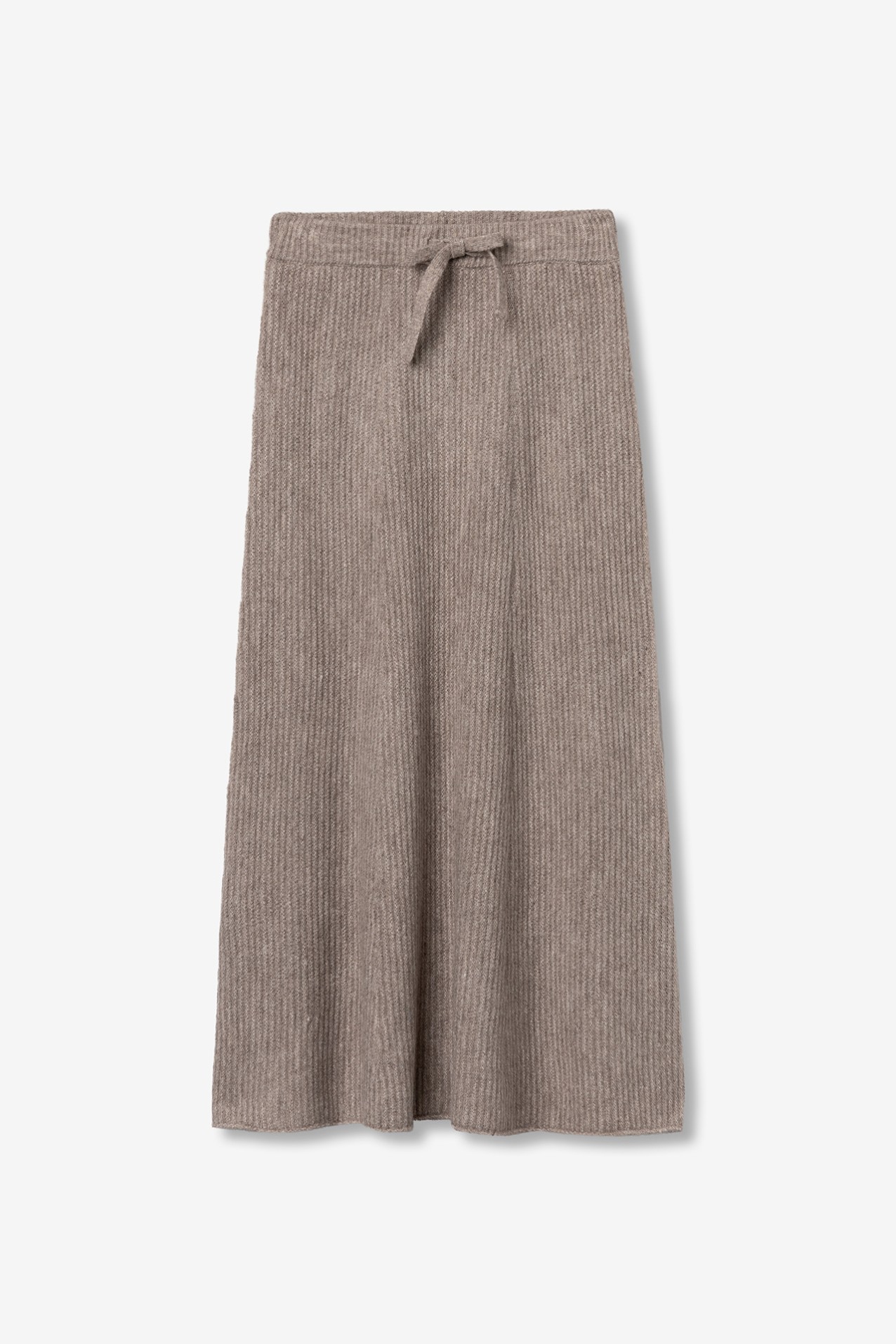 Beige Ribbed Midi Skirt