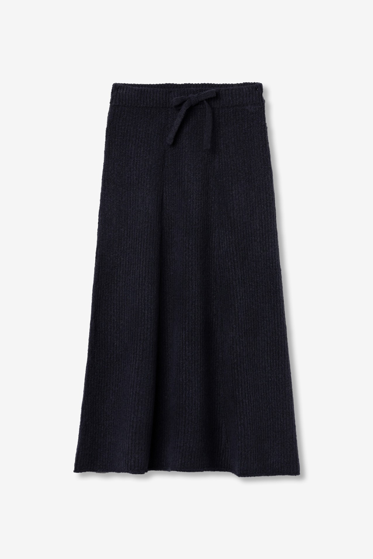 Navy Ribbed Midi Skirt