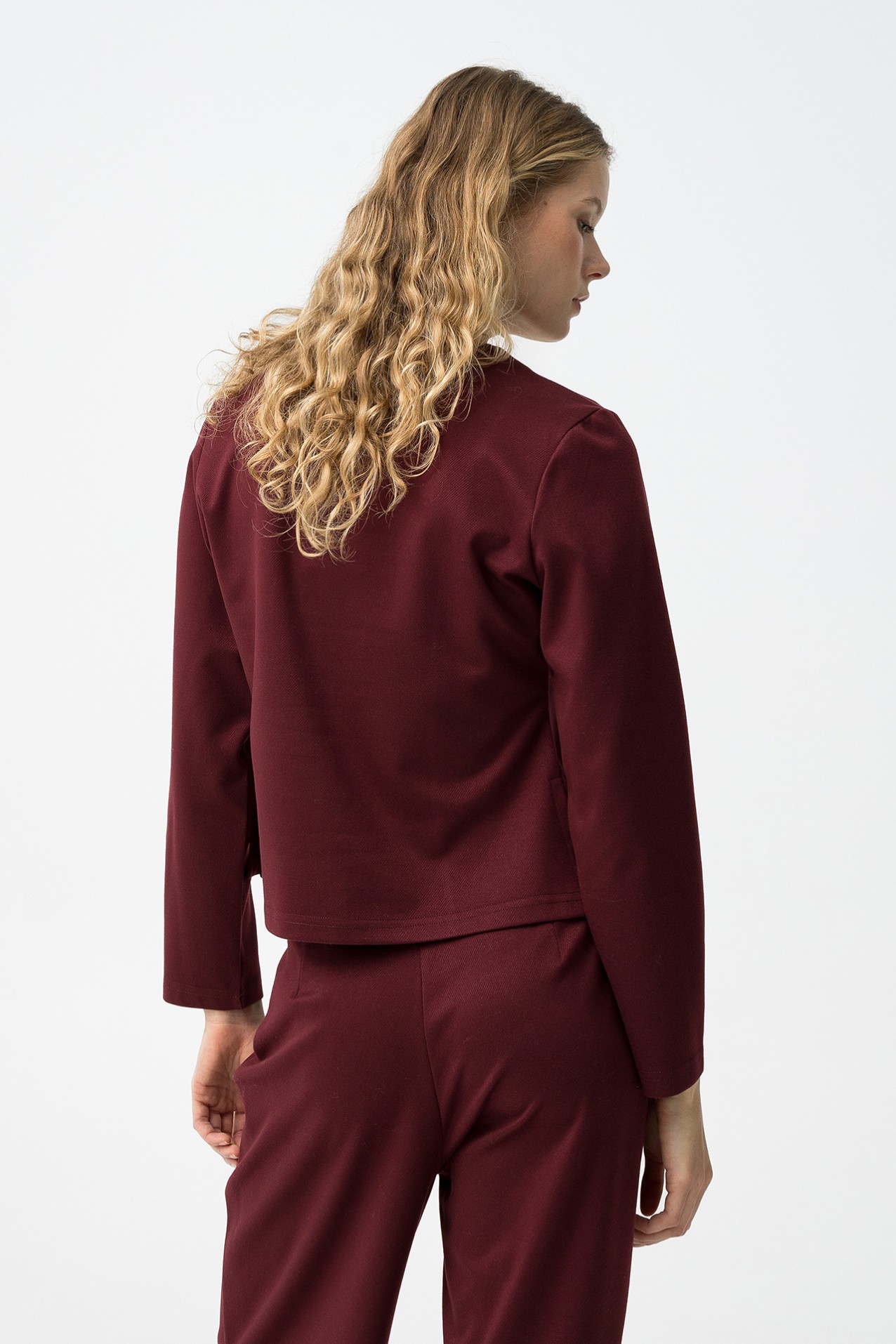 V-neck Burgundy Long Sleeve