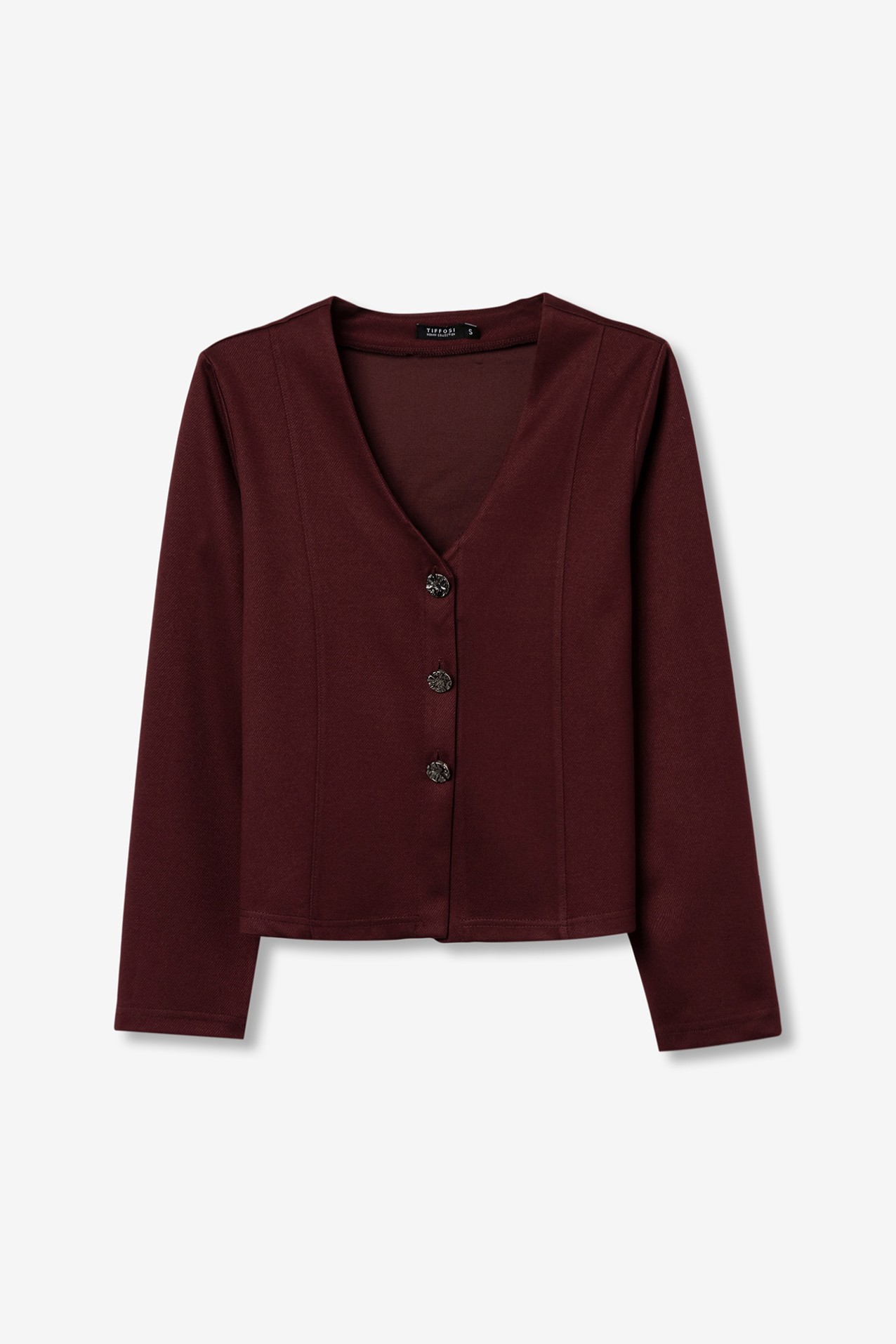 V-neck Burgundy Long Sleeve