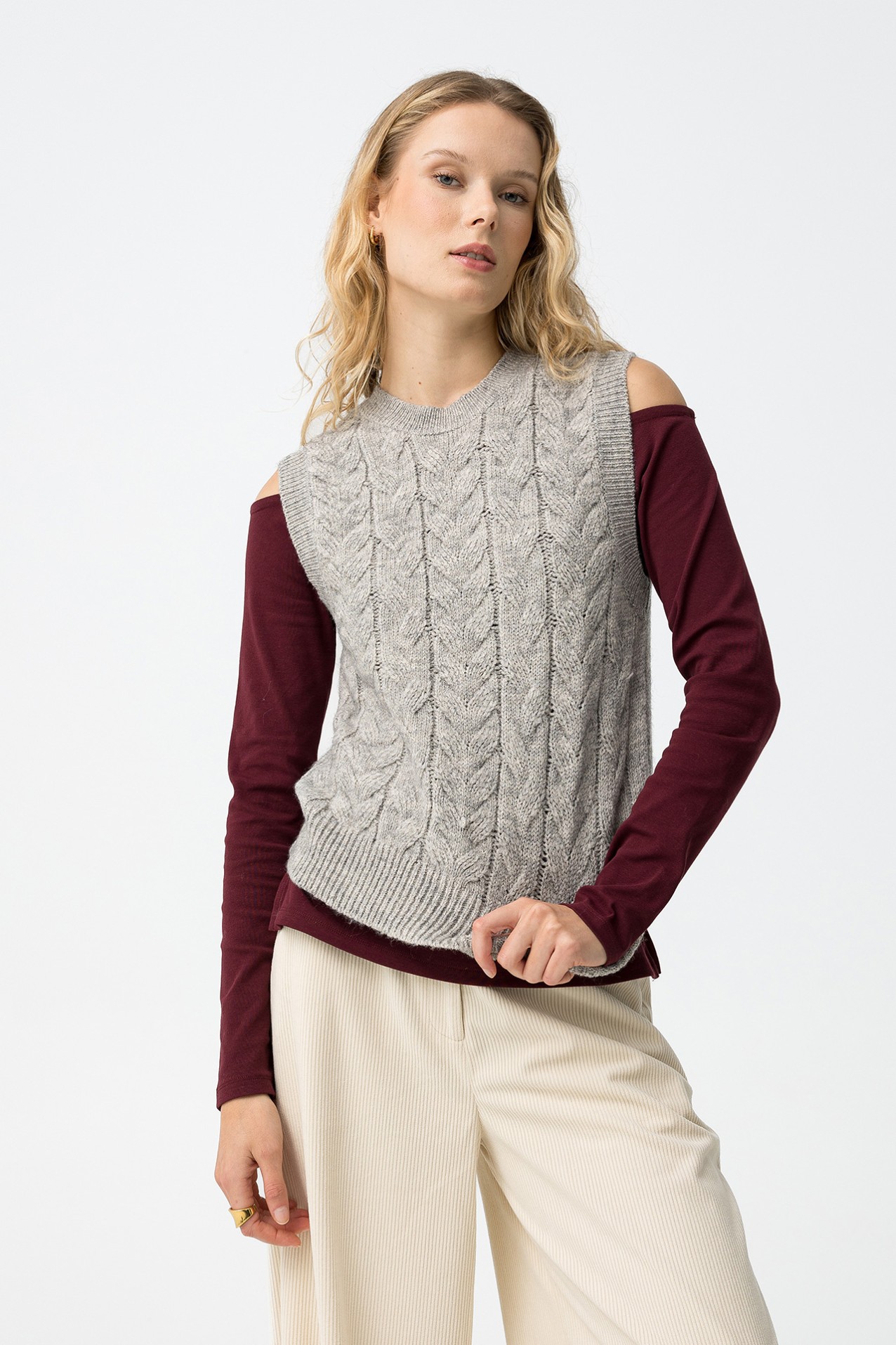 Chaleco de Punto con Trenzado