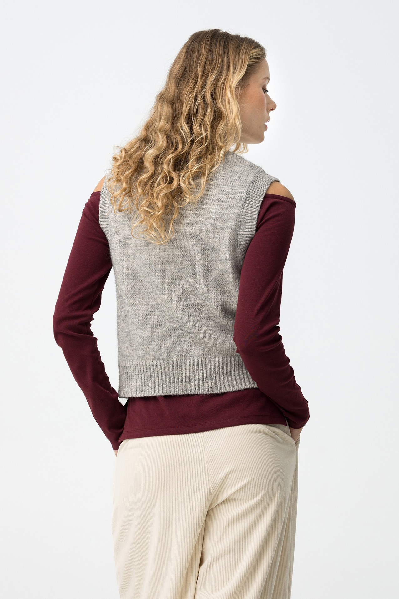 Chaleco de Punto con Trenzado