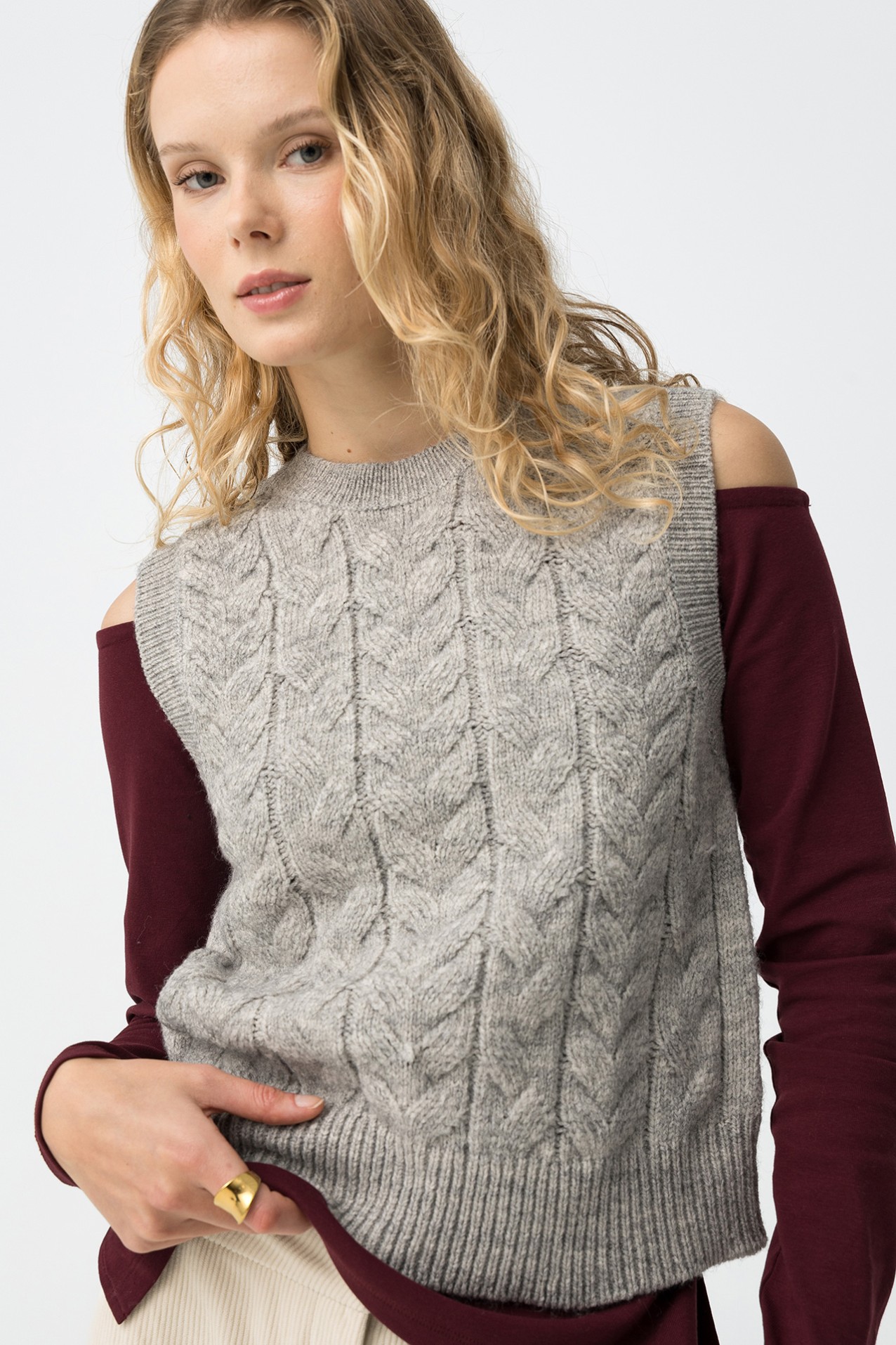 Chaleco de Punto con Trenzado