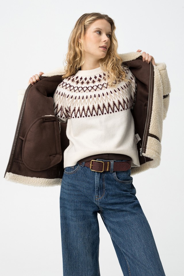 Casaco Efeito Sherpa Combinado