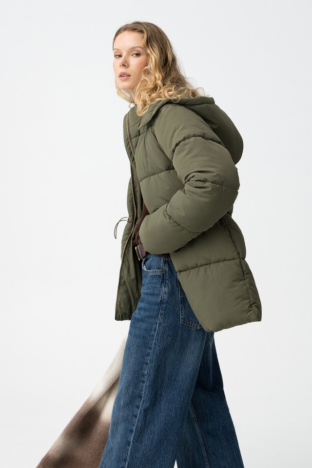 Green Padded Hooded Jacket