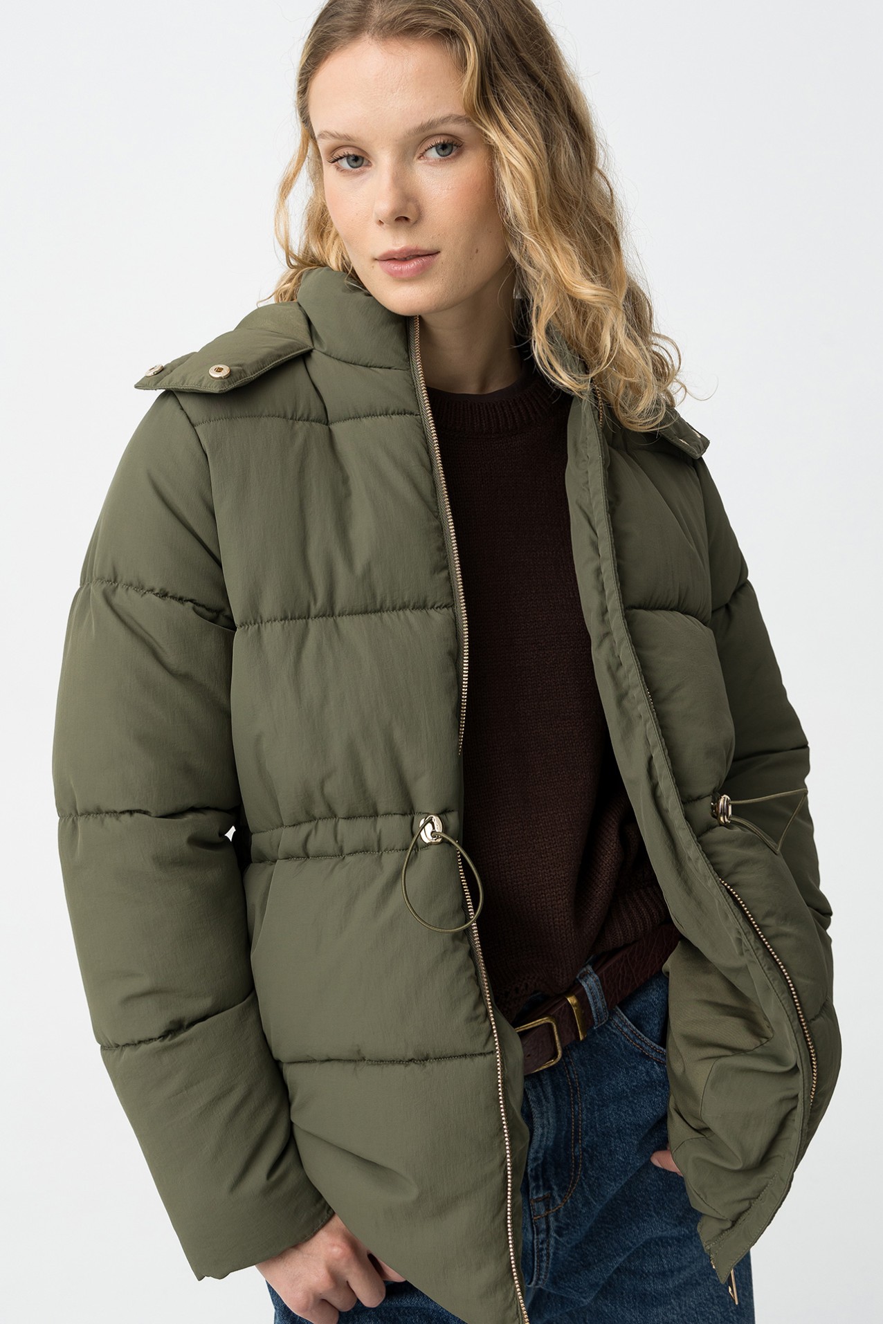 Green Padded Hooded Jacket