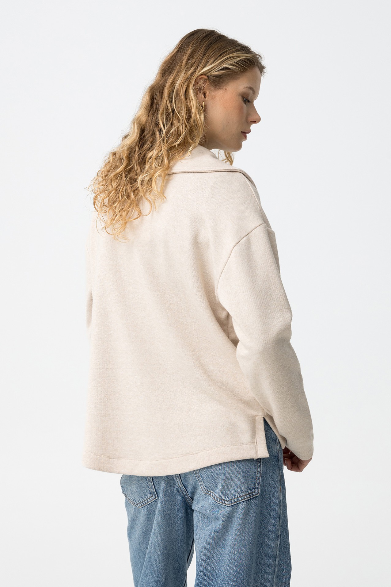 Beige Zip Sweatshirt