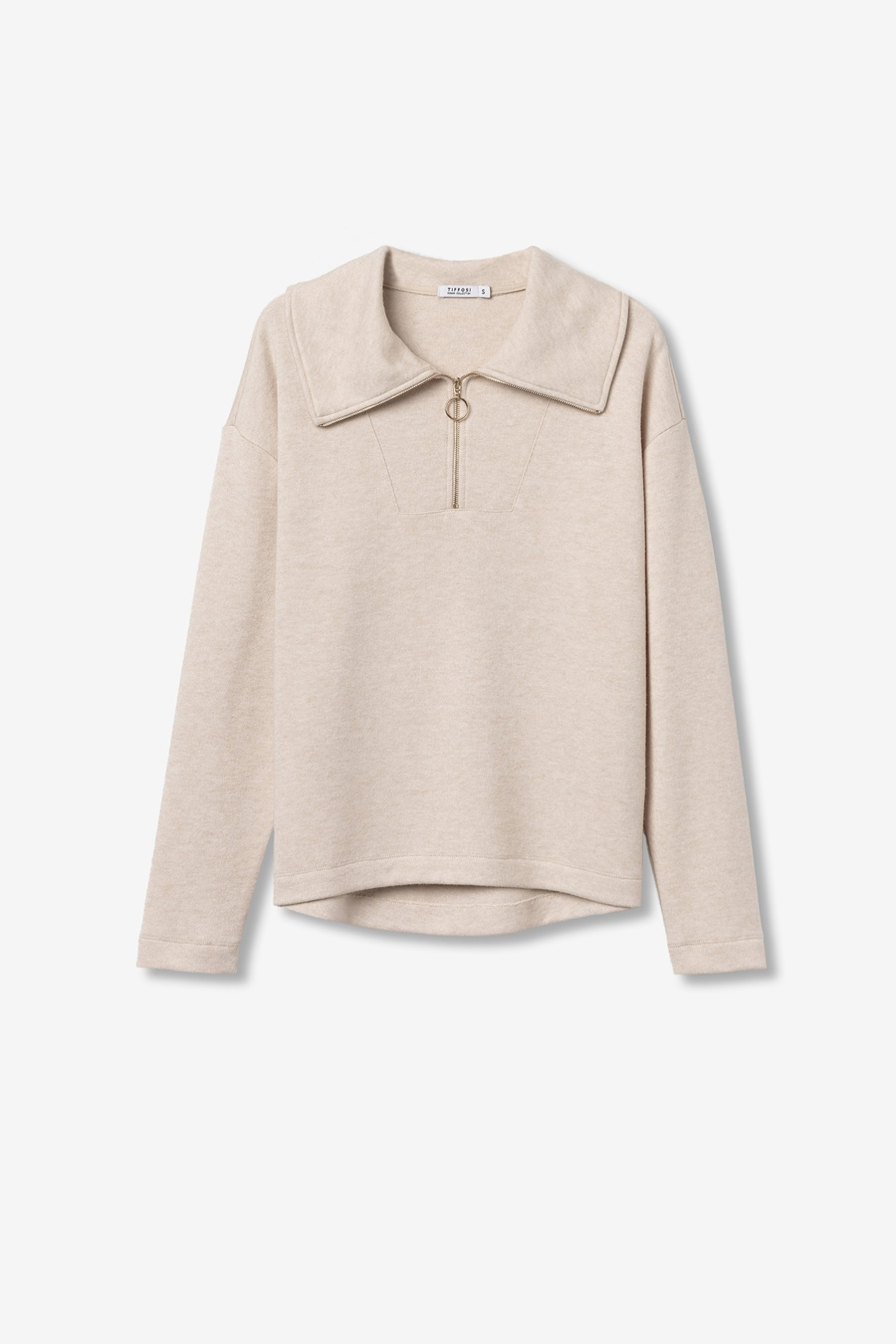 Beige Zip Sweatshirt