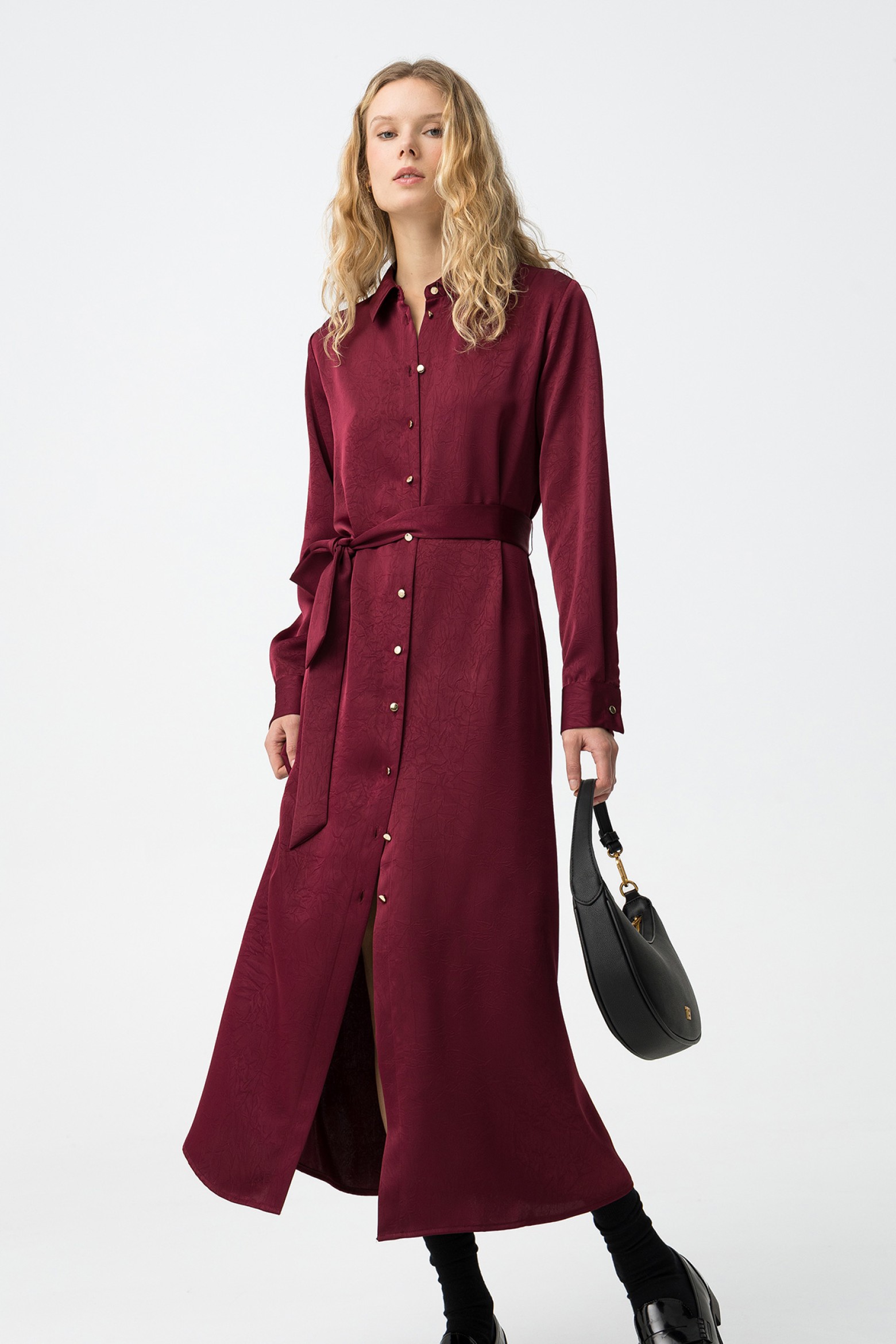 Vestido Camisa Cor-de-Vinho