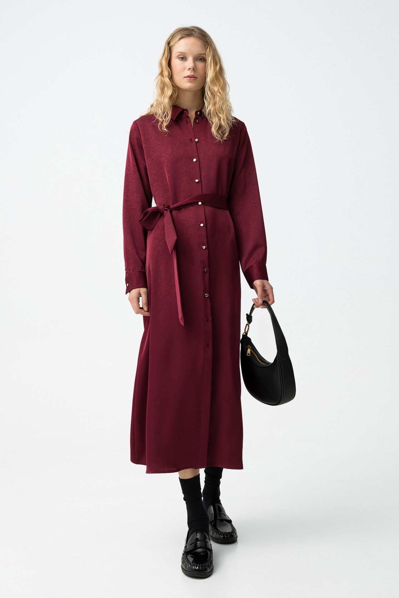 Vestido Camisa Cor-de-Vinho