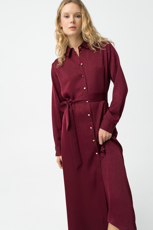Vestido Camisa Cor-de-Vinho