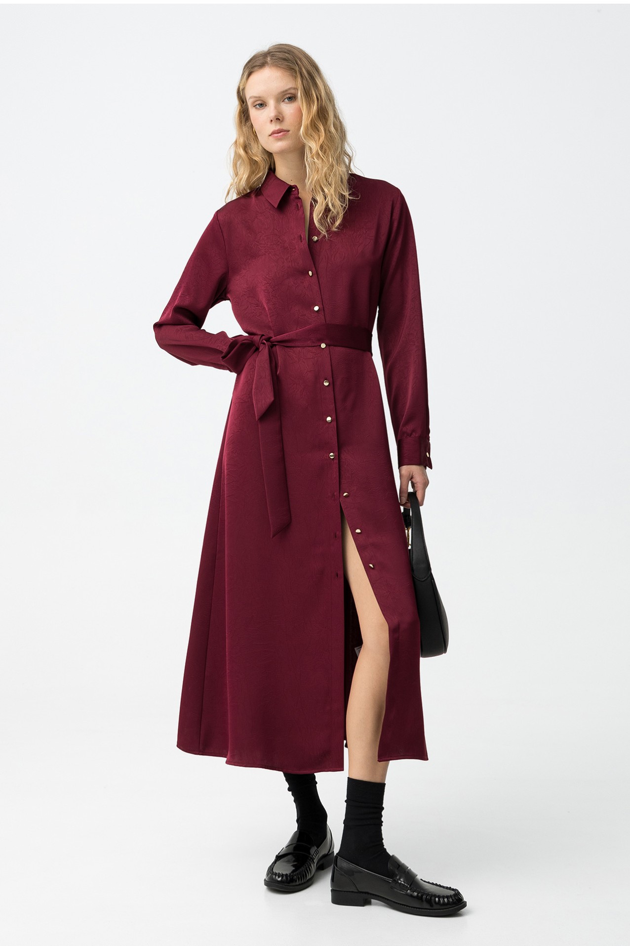 Vestido Camisa Cor-de-Vinho