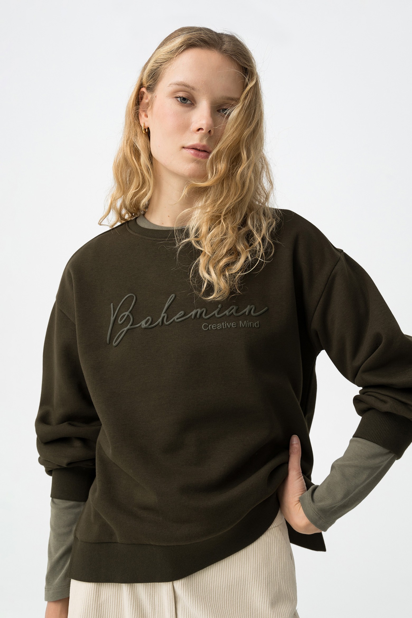 Sudadera verde bohemia