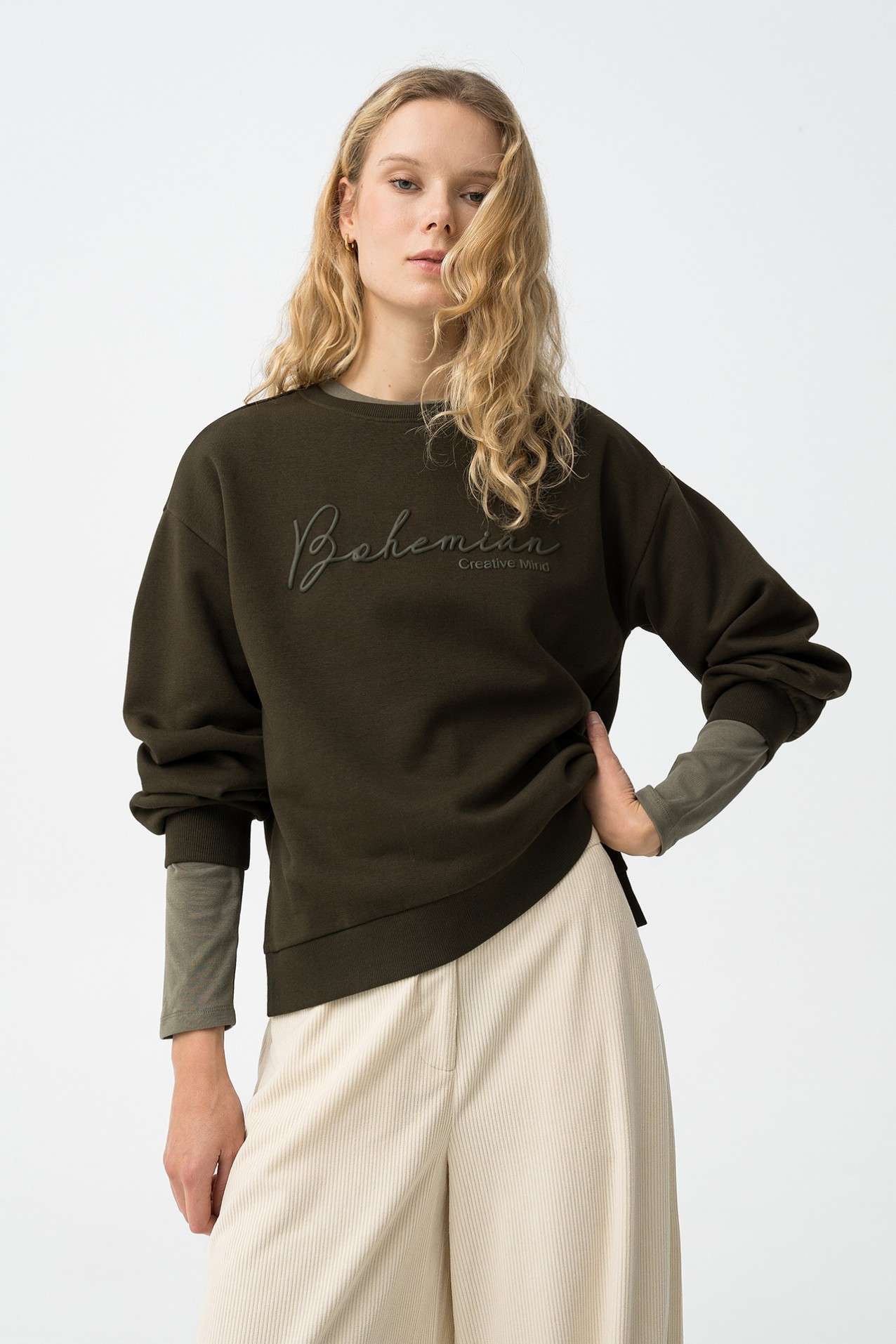 Sudadera verde bohemia