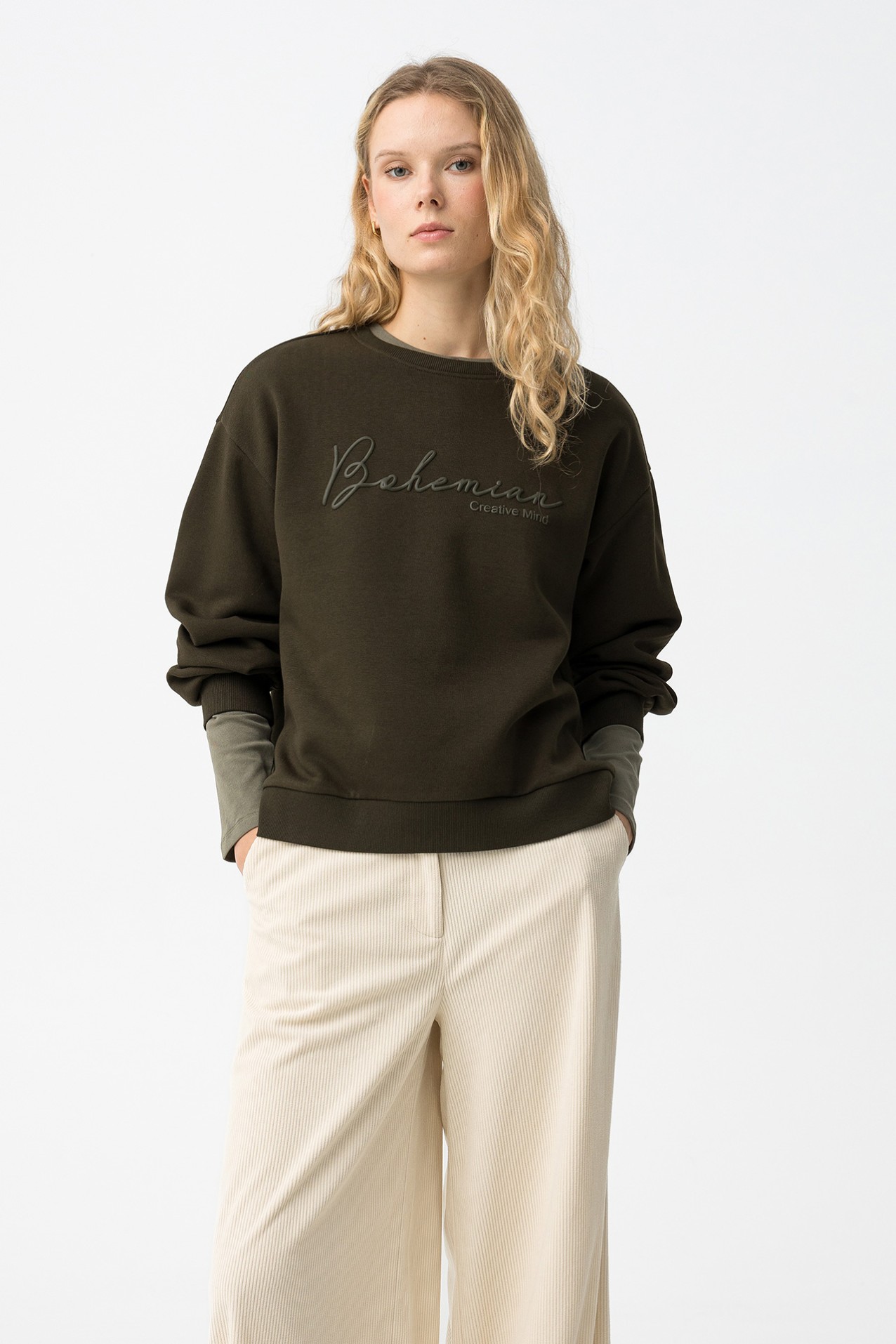 Sudadera verde bohemia