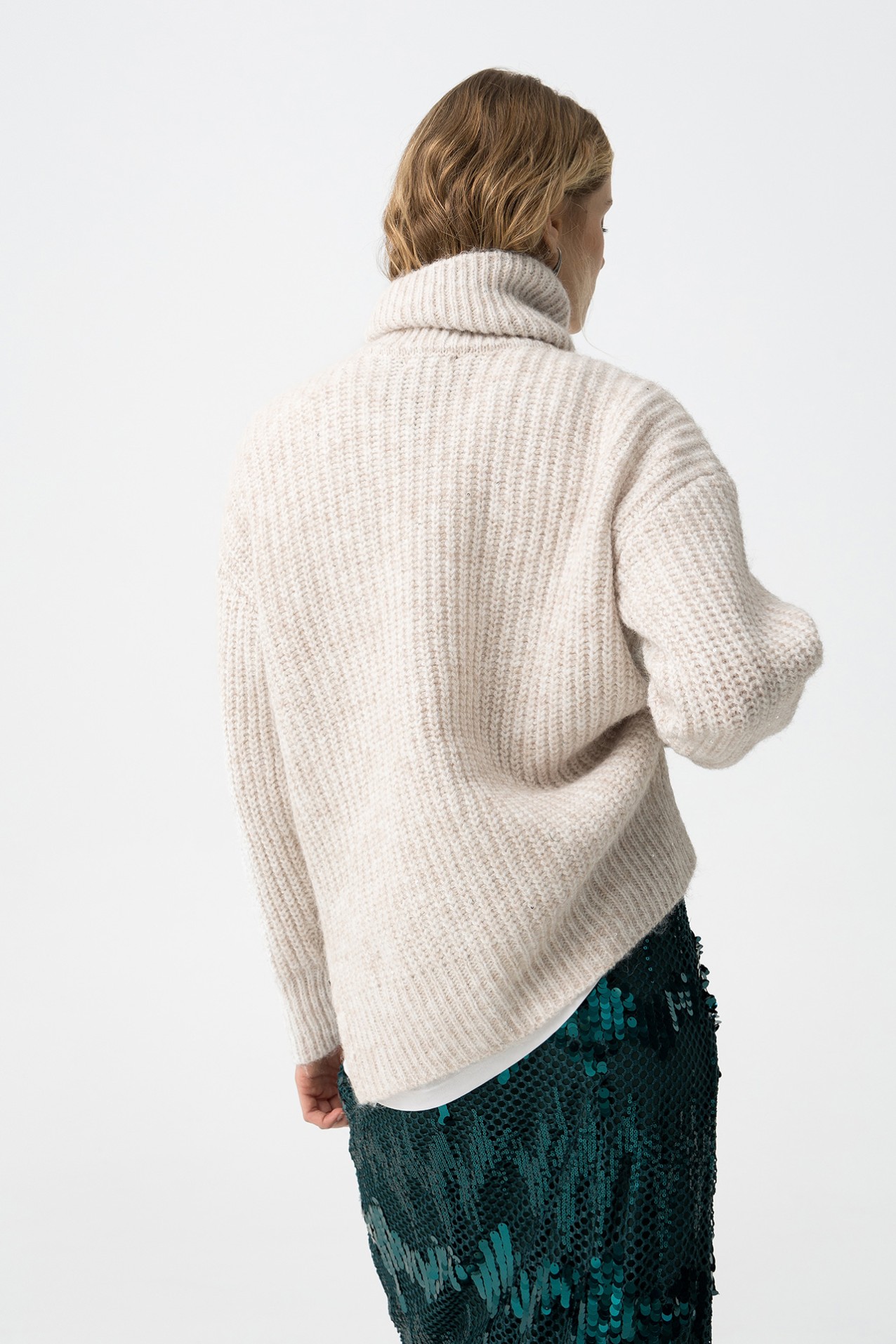 High Neck Sweater with Wool