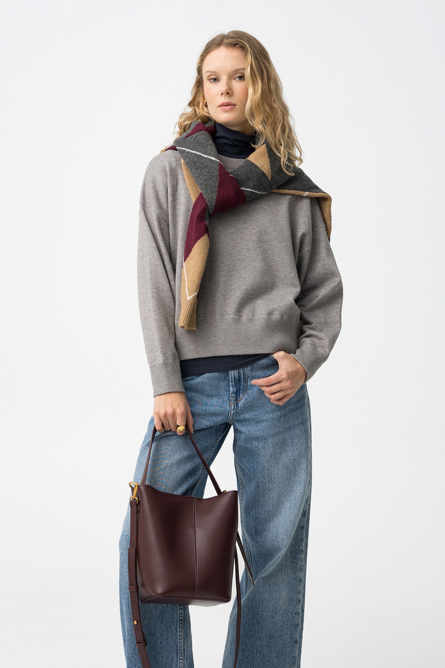 Grey Melange Knit Sweater