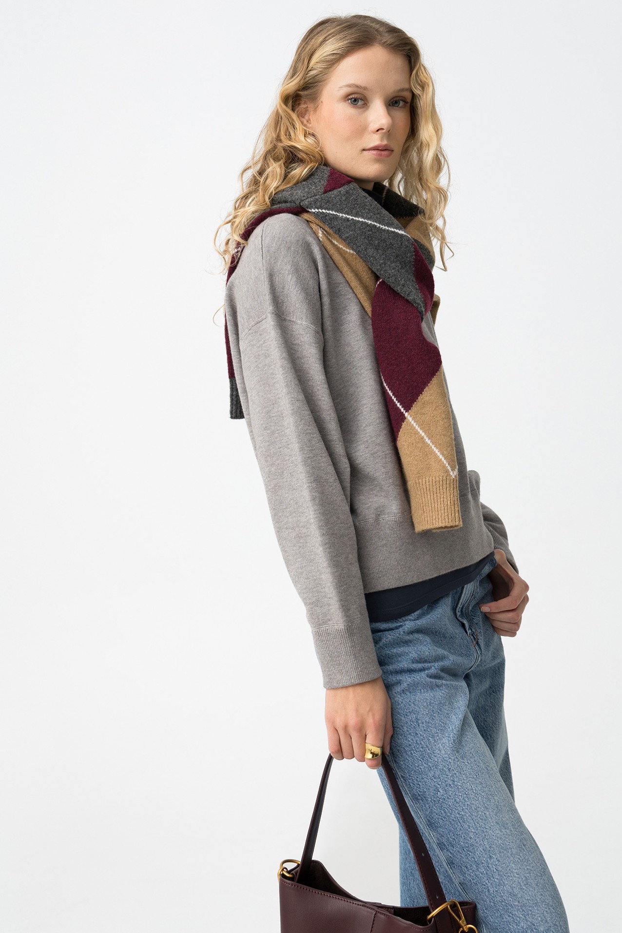 Grey Melange Knit Sweater